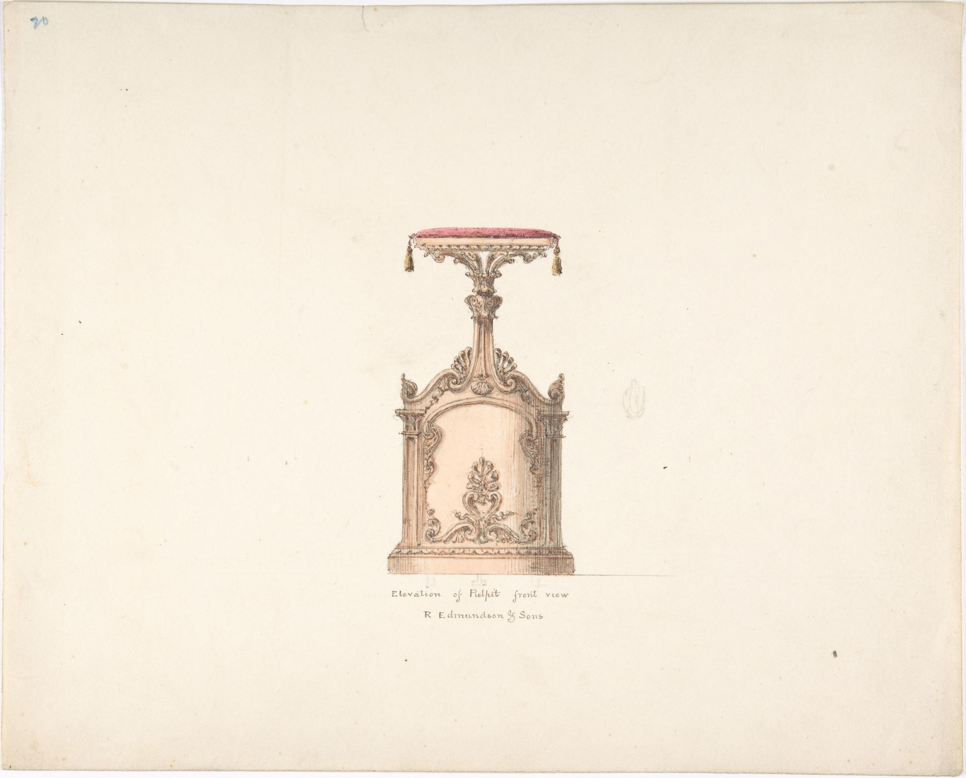 Elevation of a Pulpit, Front View, R. Edmundson & Sons by Anonymous