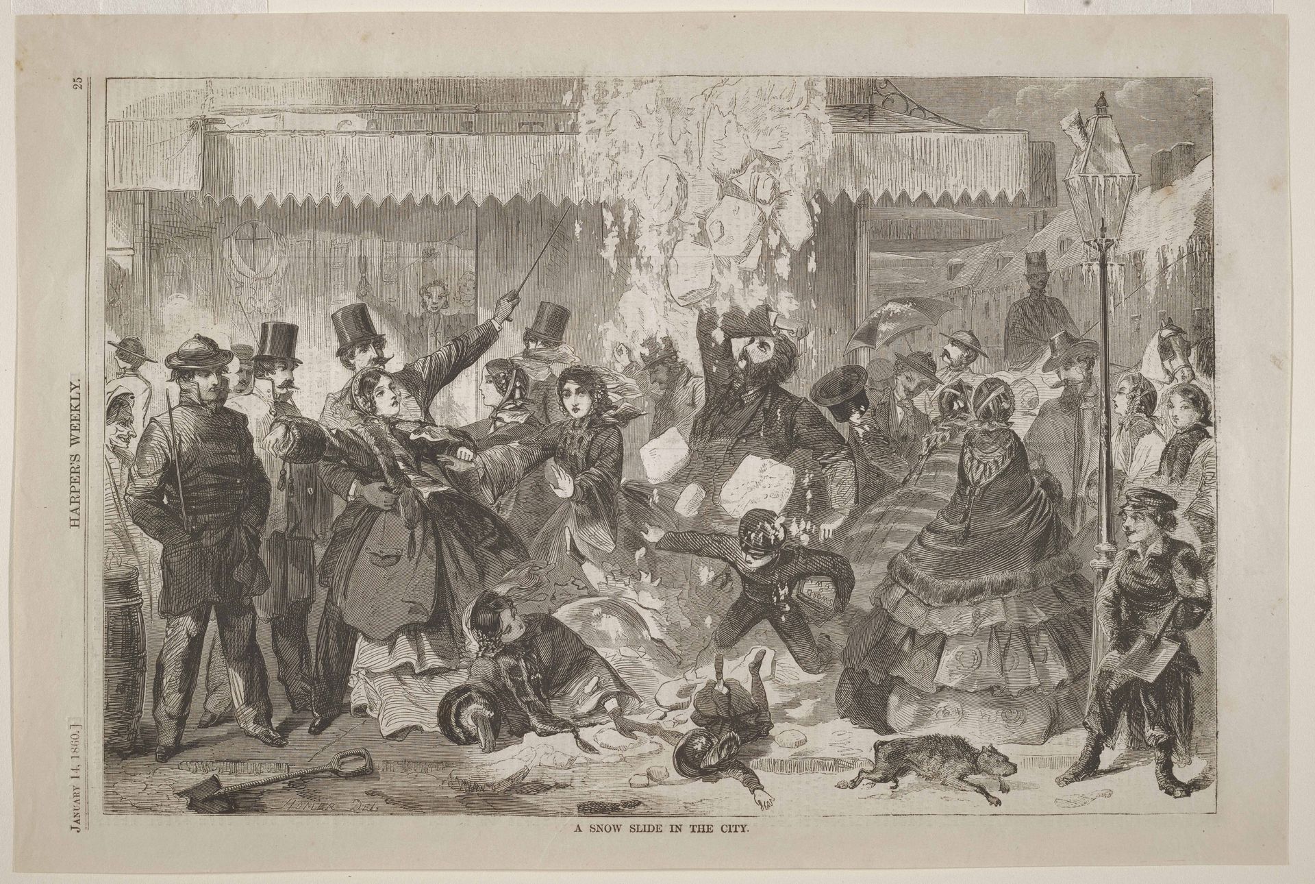 A Snow Slide in the City by Winslow Homer