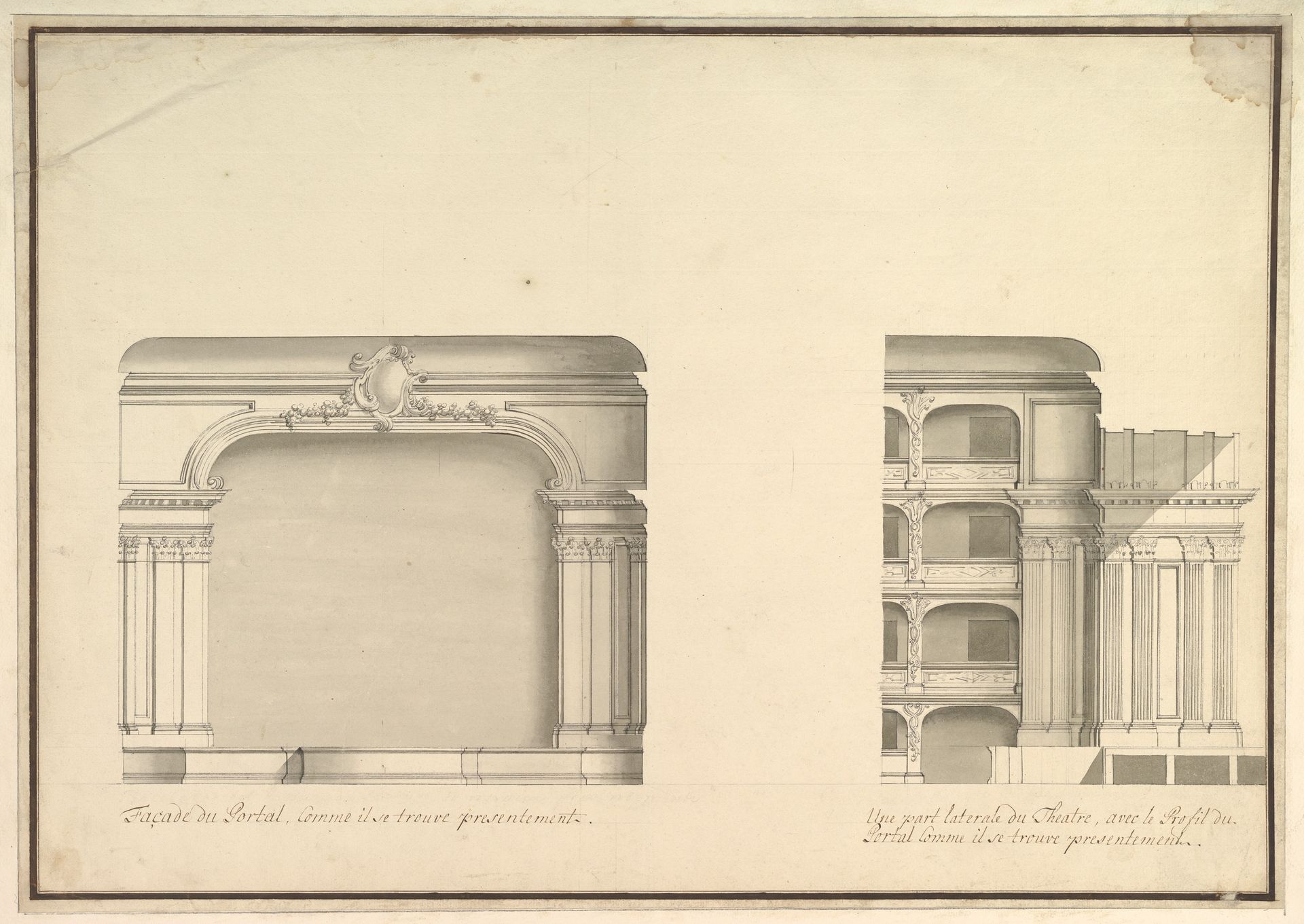 Elevation of Proscenium and Lateral View by Giuseppe Galli Bibiena