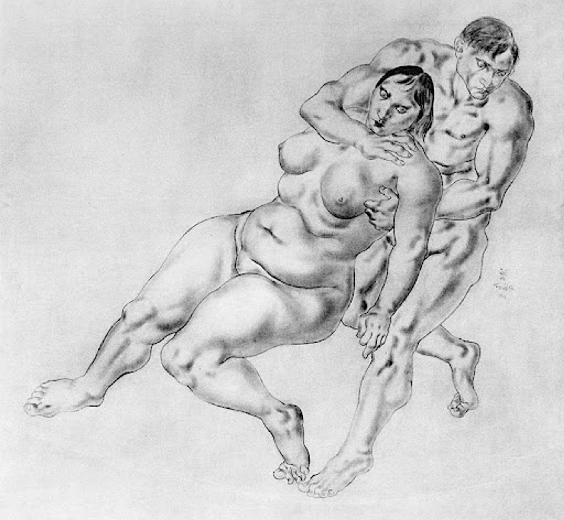 Woman and man by Tsuguharu Foujita