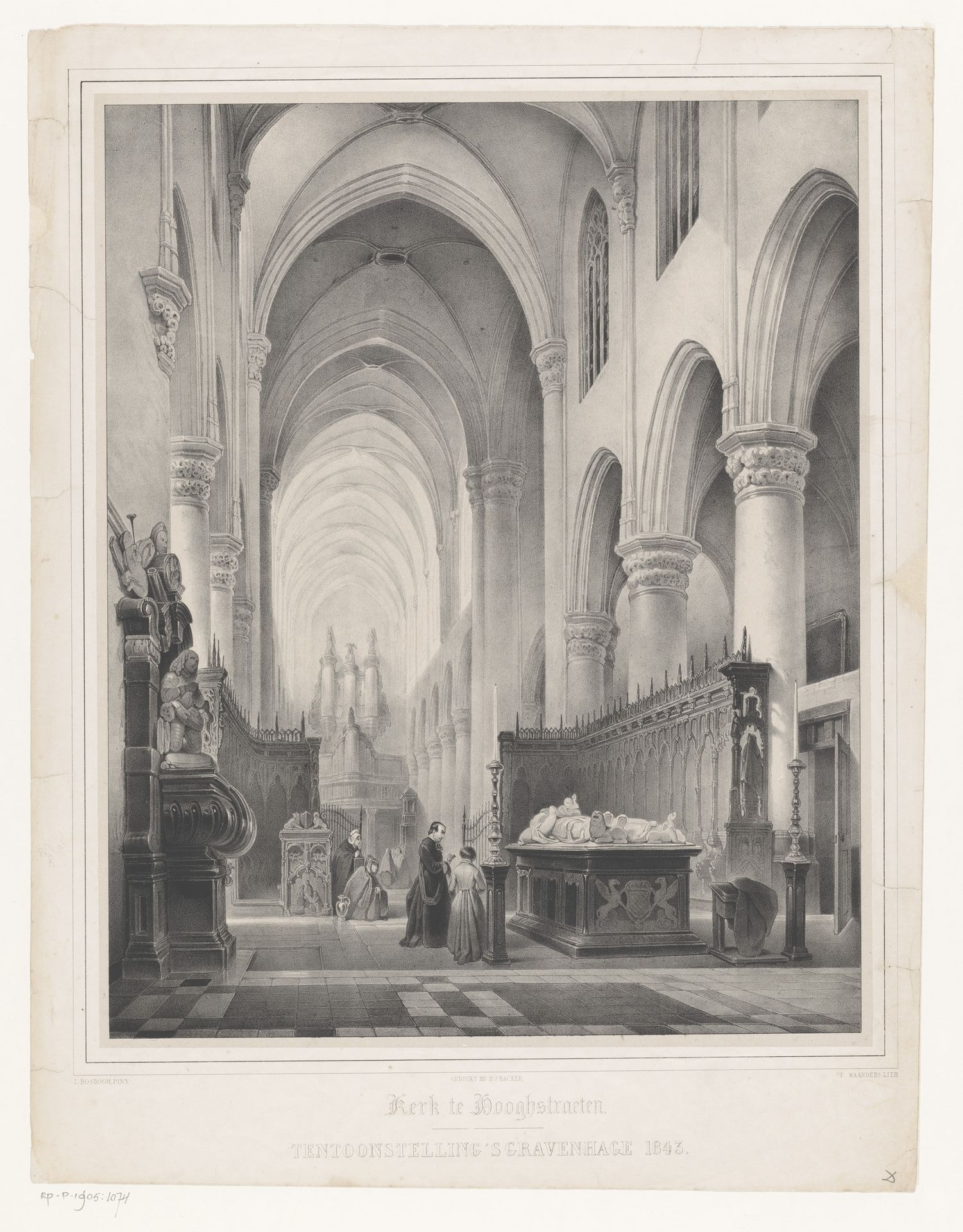 Interieur van de kerk in Hoogstraten by Franciscus Bernardus Waanders
