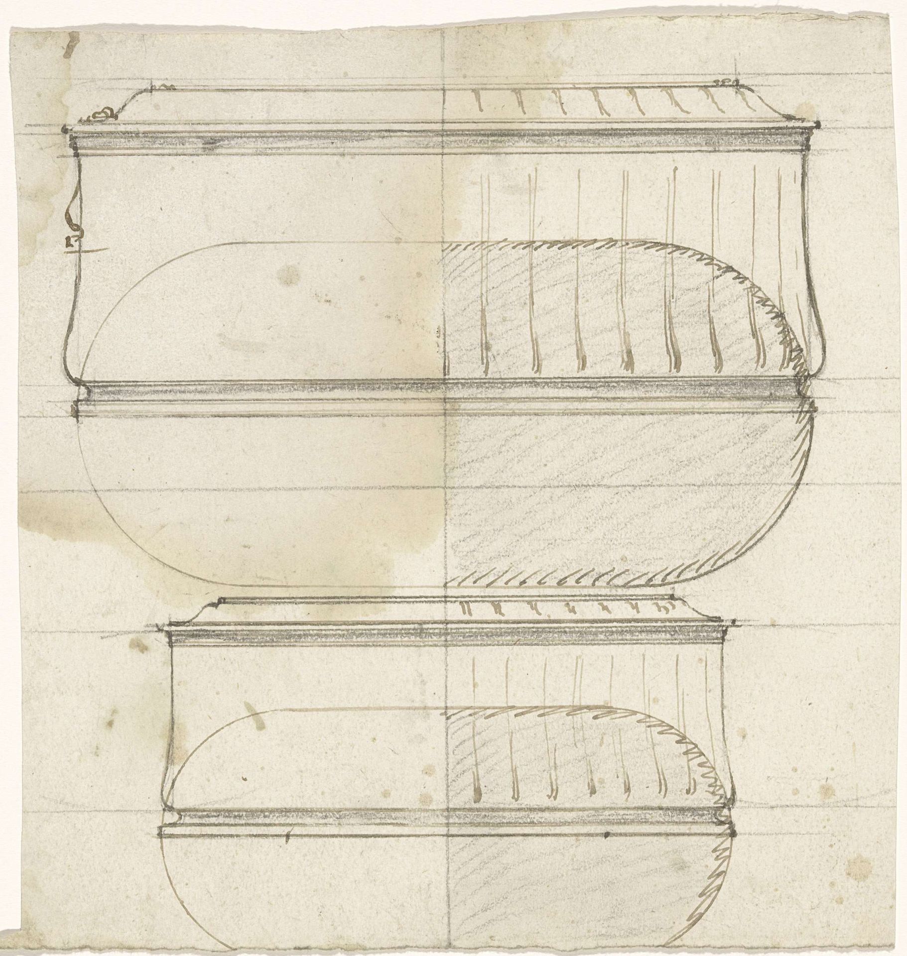 Ontwerp voor twee ovale dekseldozen by Luigi Valadier