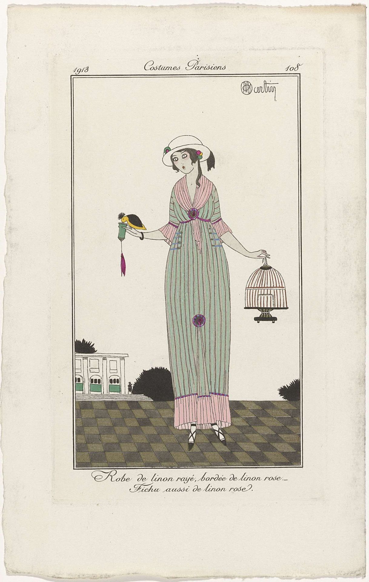 Journal des Dames et des Modes, Costumes Parisiens, 1913, No. 108 : Robe de linon (...) by Charles Martin