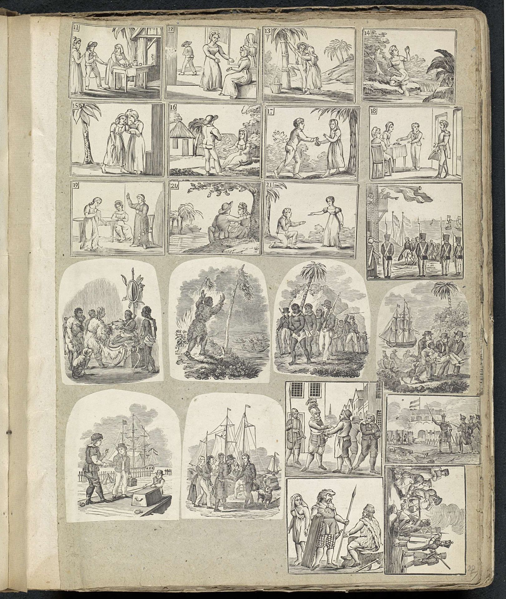 Albumblad met diverse voorstellingen by Alexander Cranendoncq
