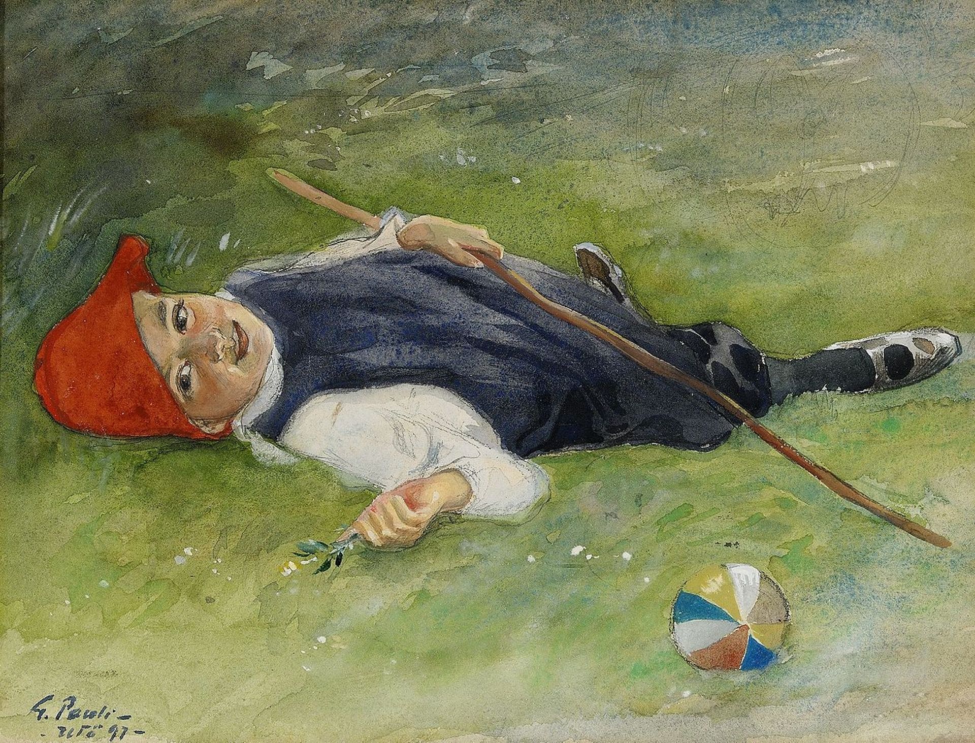 Göran in the green grass by Georg Pauli