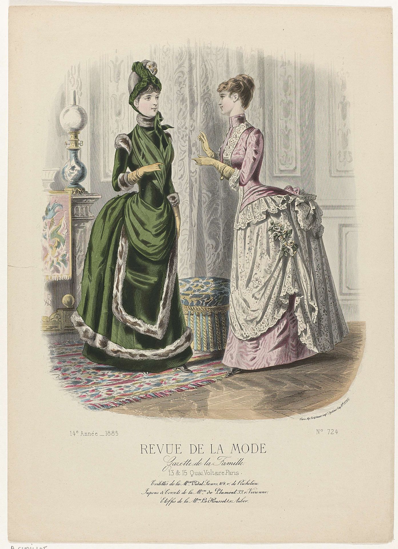 Revue de la Mode, Gazette de la Famille, dimanche 15 novembre 1885, 14e Année, No. 724: Toilettes de la M.on Vidal (...) by A. Chaillot