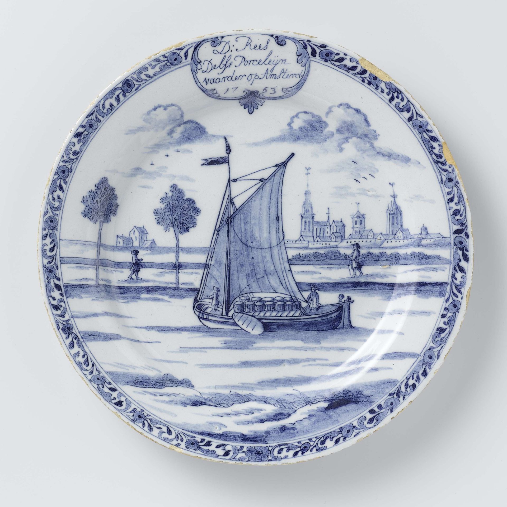 Bord met een schip by De Porceleyne Byl
