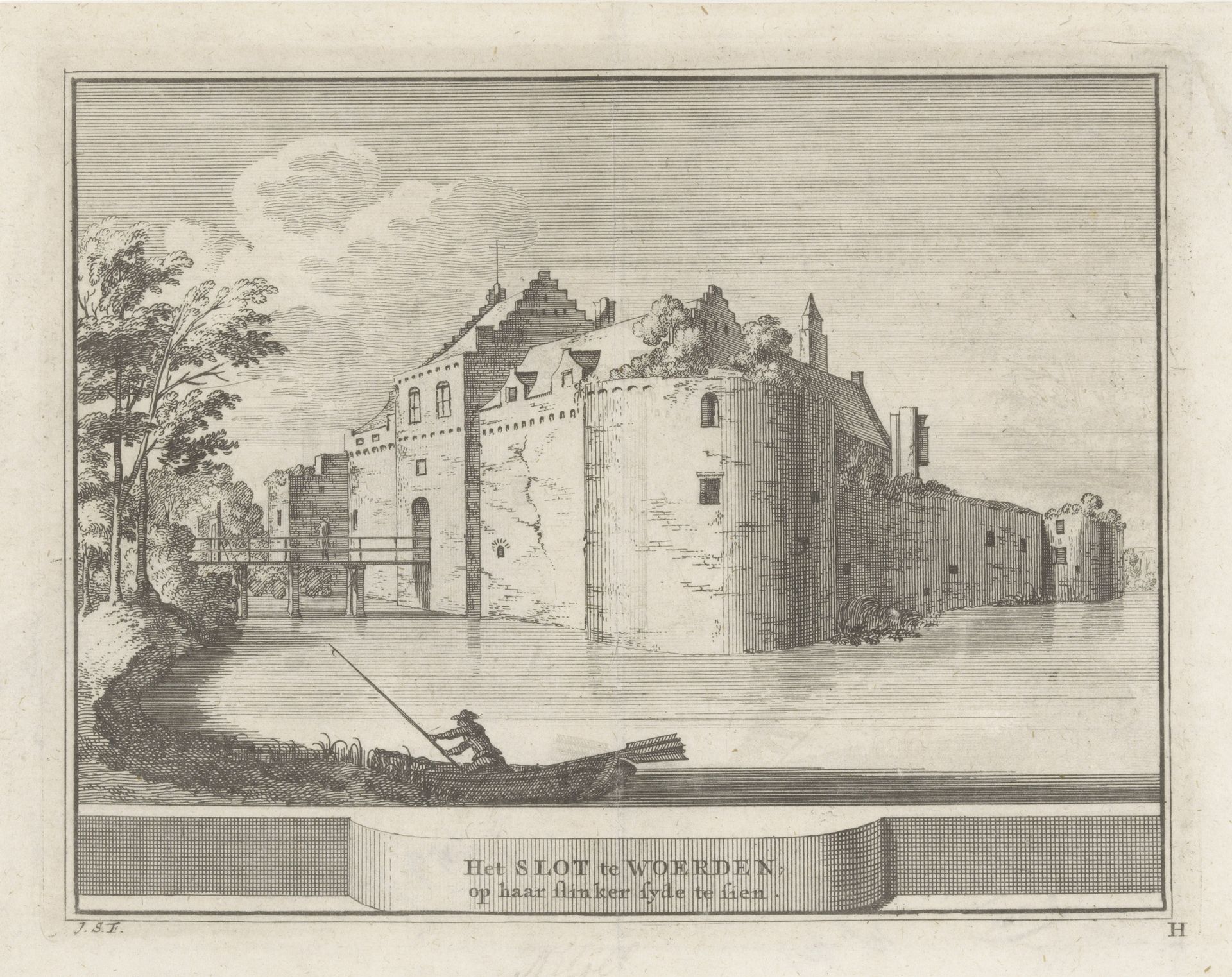 Gezicht op Slot Woerden by Jacobus Schijnvoet