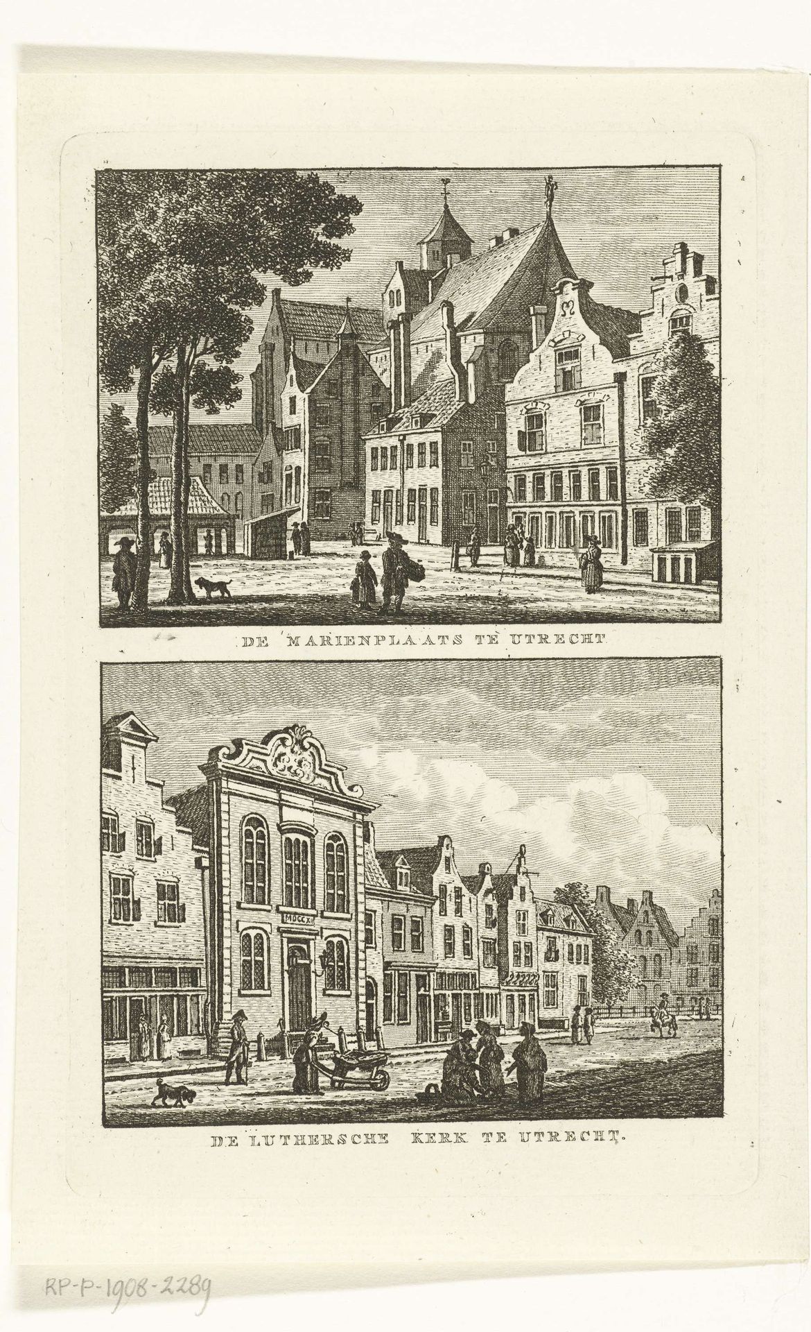Twee stadsgezichten te Utrecht: Mariaplaats en Lutherse kerk by Carel Frederik (I) Bendorp