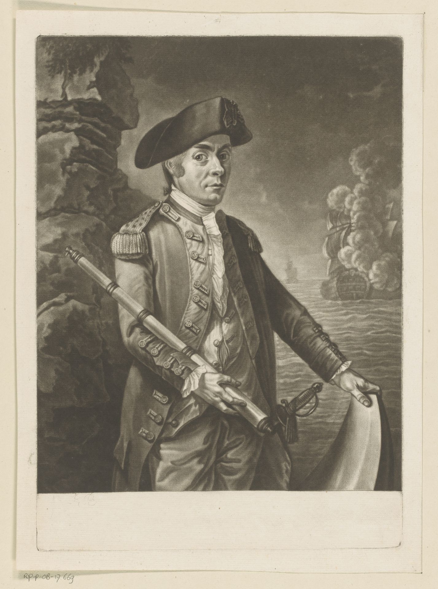 Portret van John Paul Jones by Richard Brookshaw