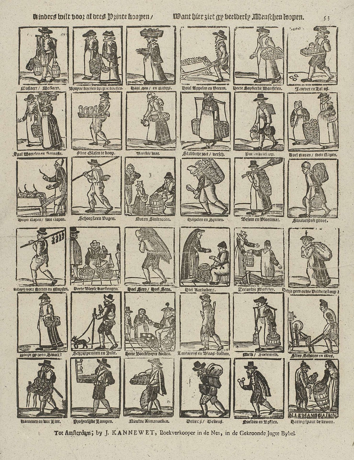 Kinders wilt voor al dees printe koopen / Want hier ziet gy veelderly menschen loopen by Johannes (II) Kannewet