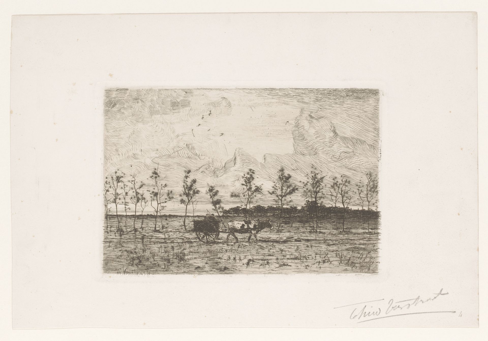 Landschap met ossenwagen by Theodoor Verstraete
