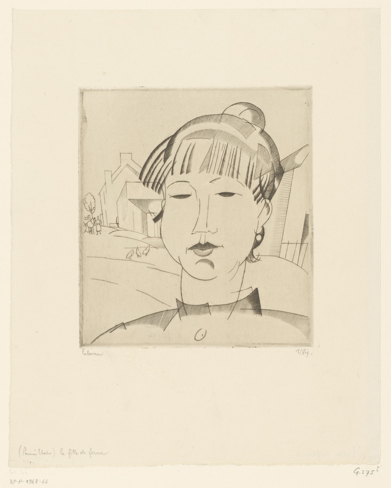 Hoofd van een vrouw by Jean Emile Laboureur
