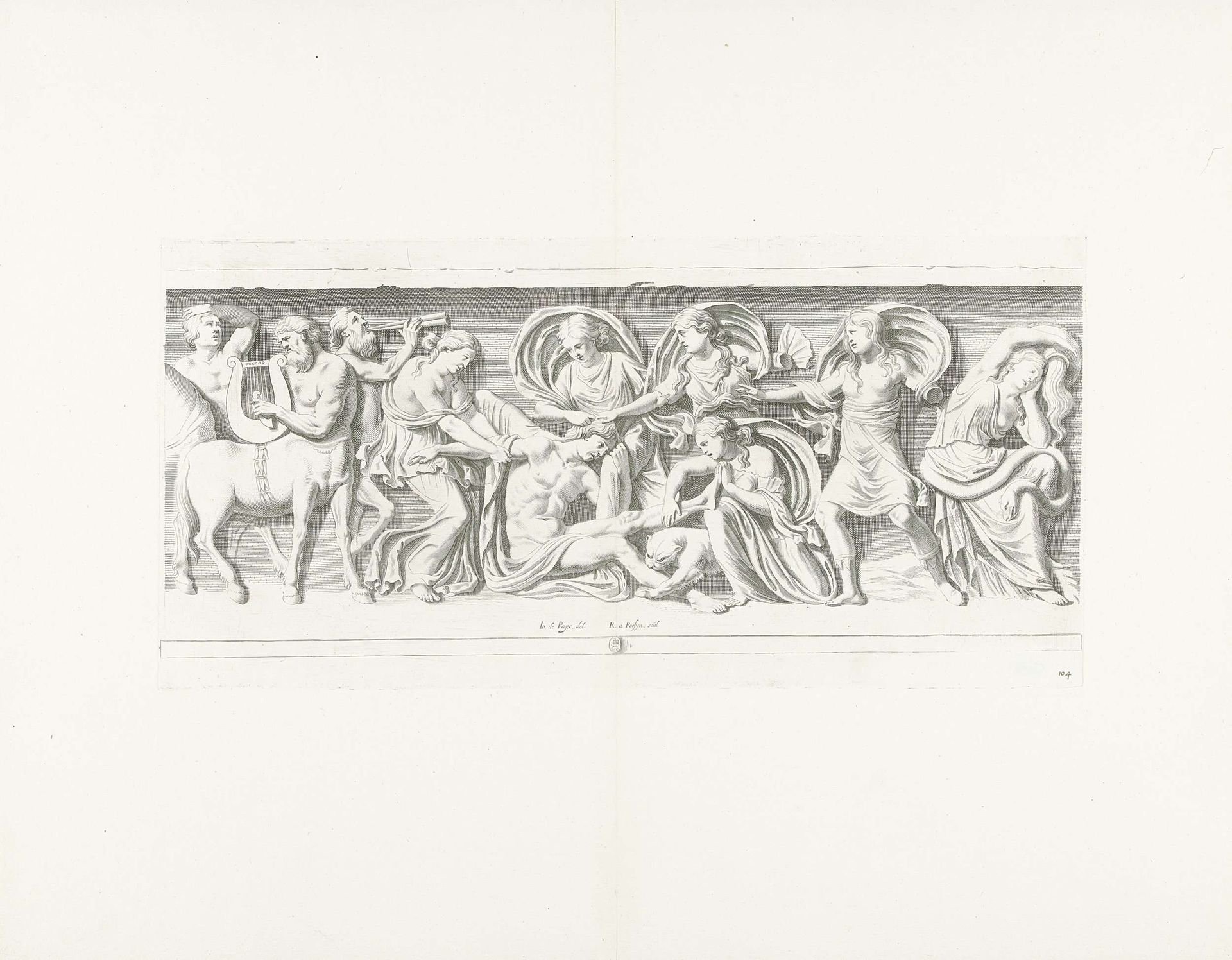 Bas-reliëf van een sarcofaag met de dood van Orpheus by Reinier van Persijn
