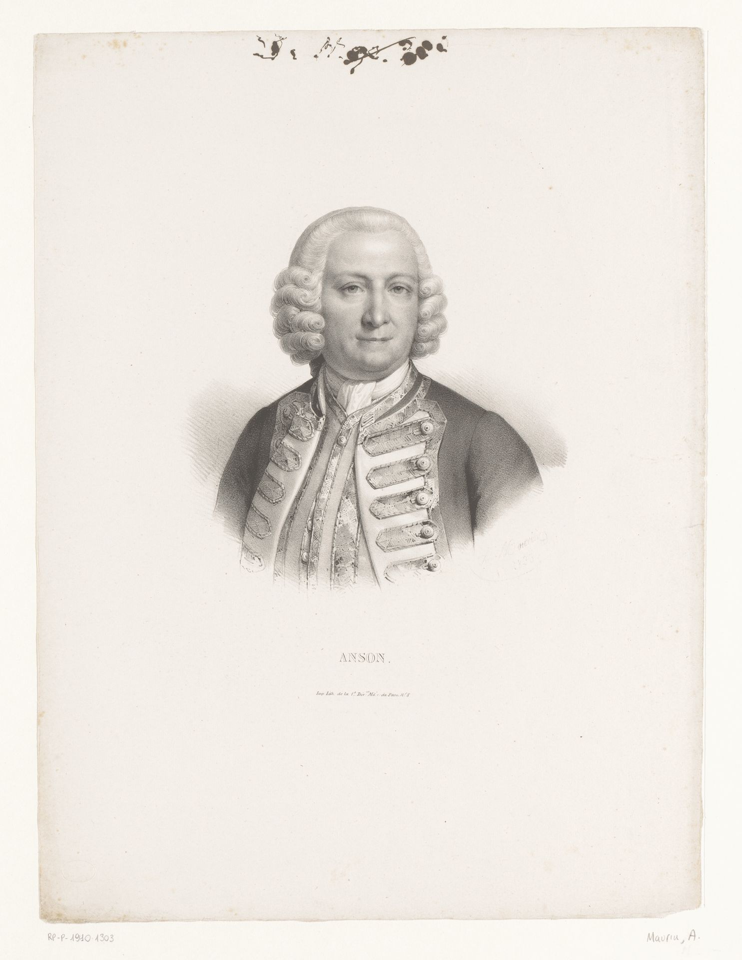 Portret van admiraal George Anson by Antoine Maurin