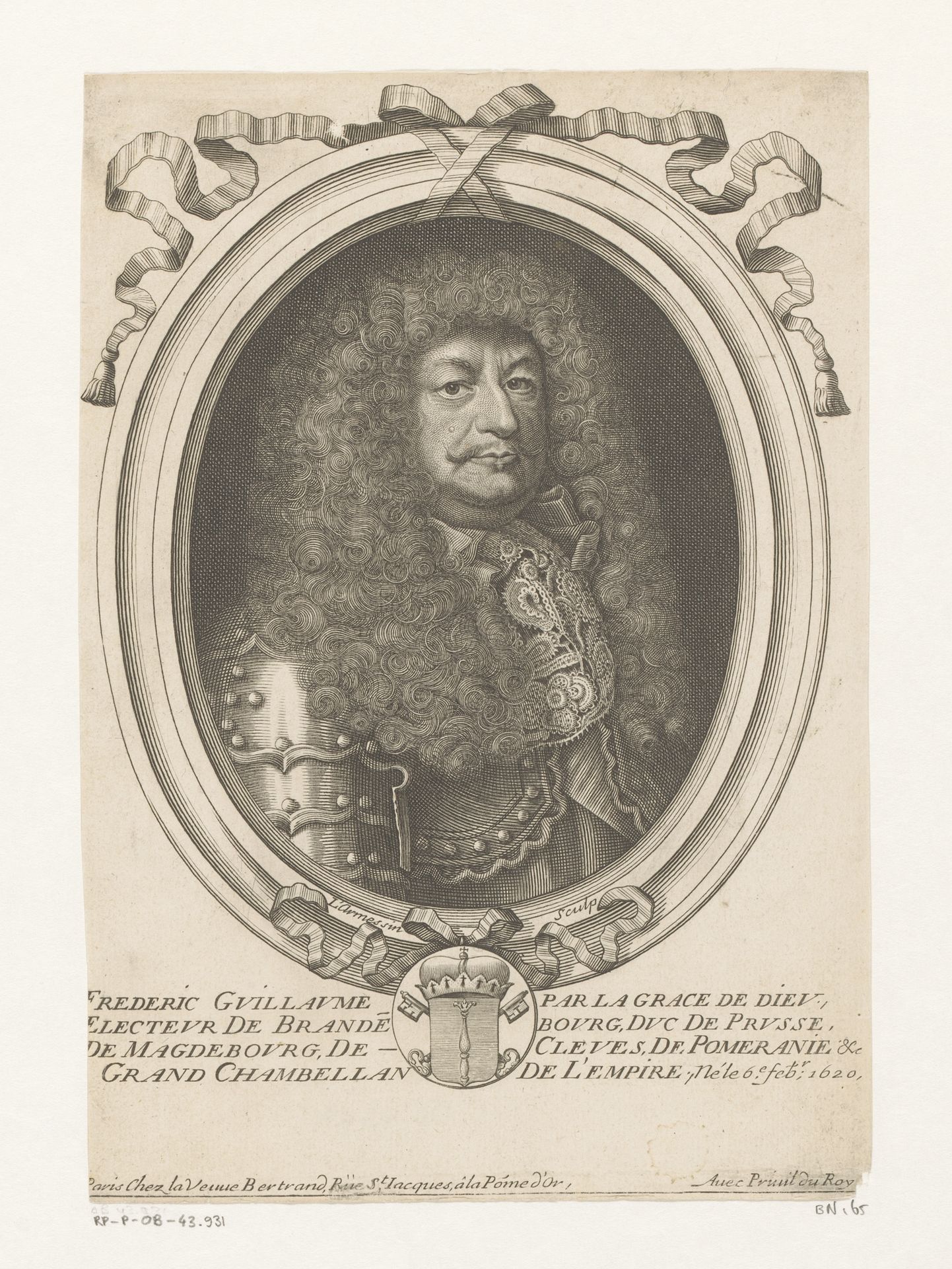 Portret van Frederik Willem, keurvorst van Brandenburg by Nicolas de (I) Larmessin