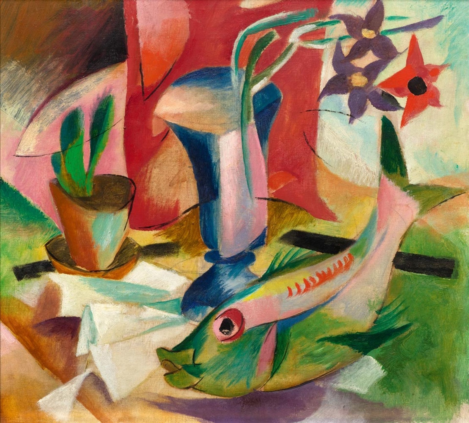Stillleben mit Fisch by Heinrich Campendonk
