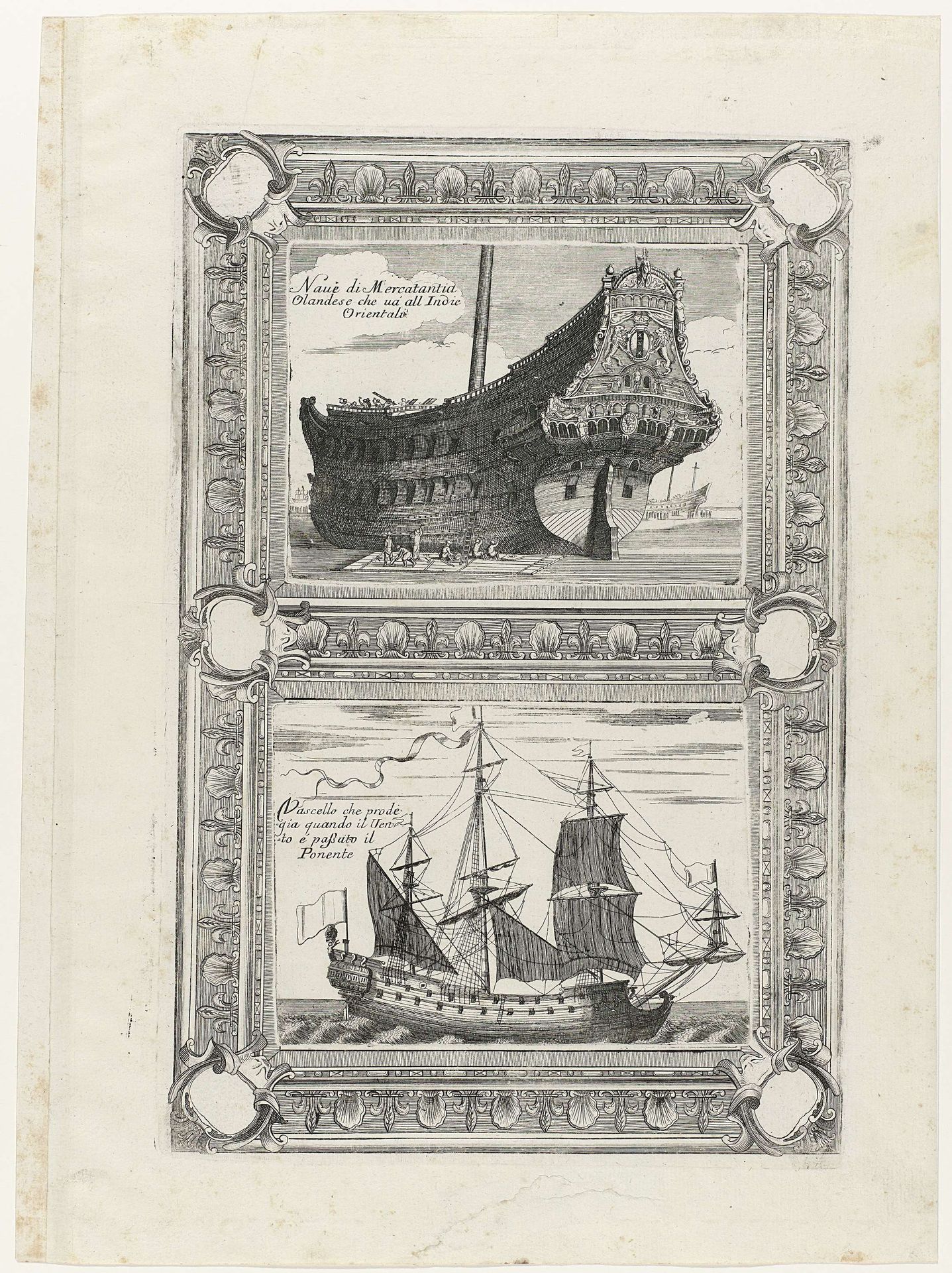 Twee oorlogsschepen by Vicenzo Maria Coronelli