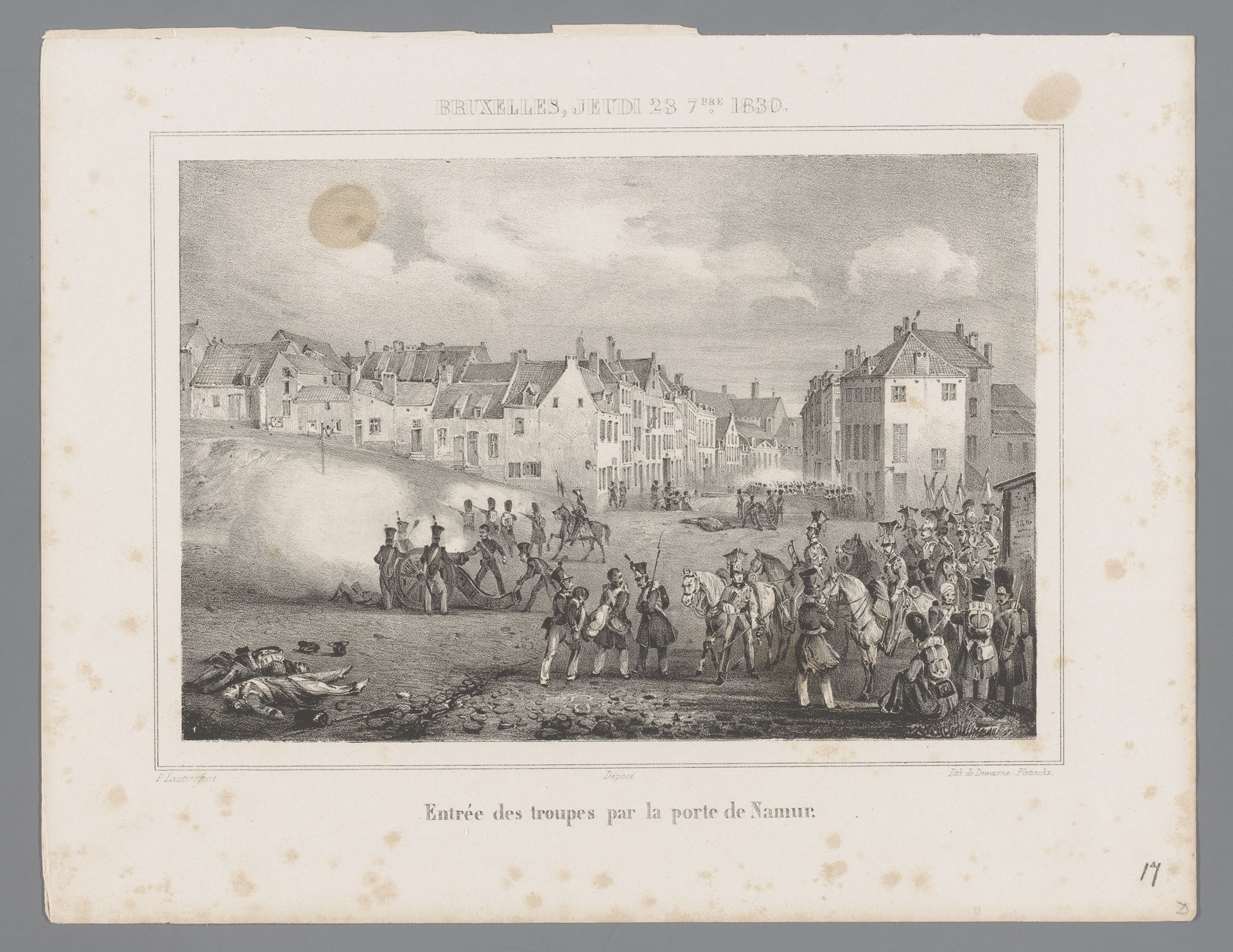 Binnentrekken van de Nederlandse troepen in Brussel via de Porte de Namur by Paulus Lauters
