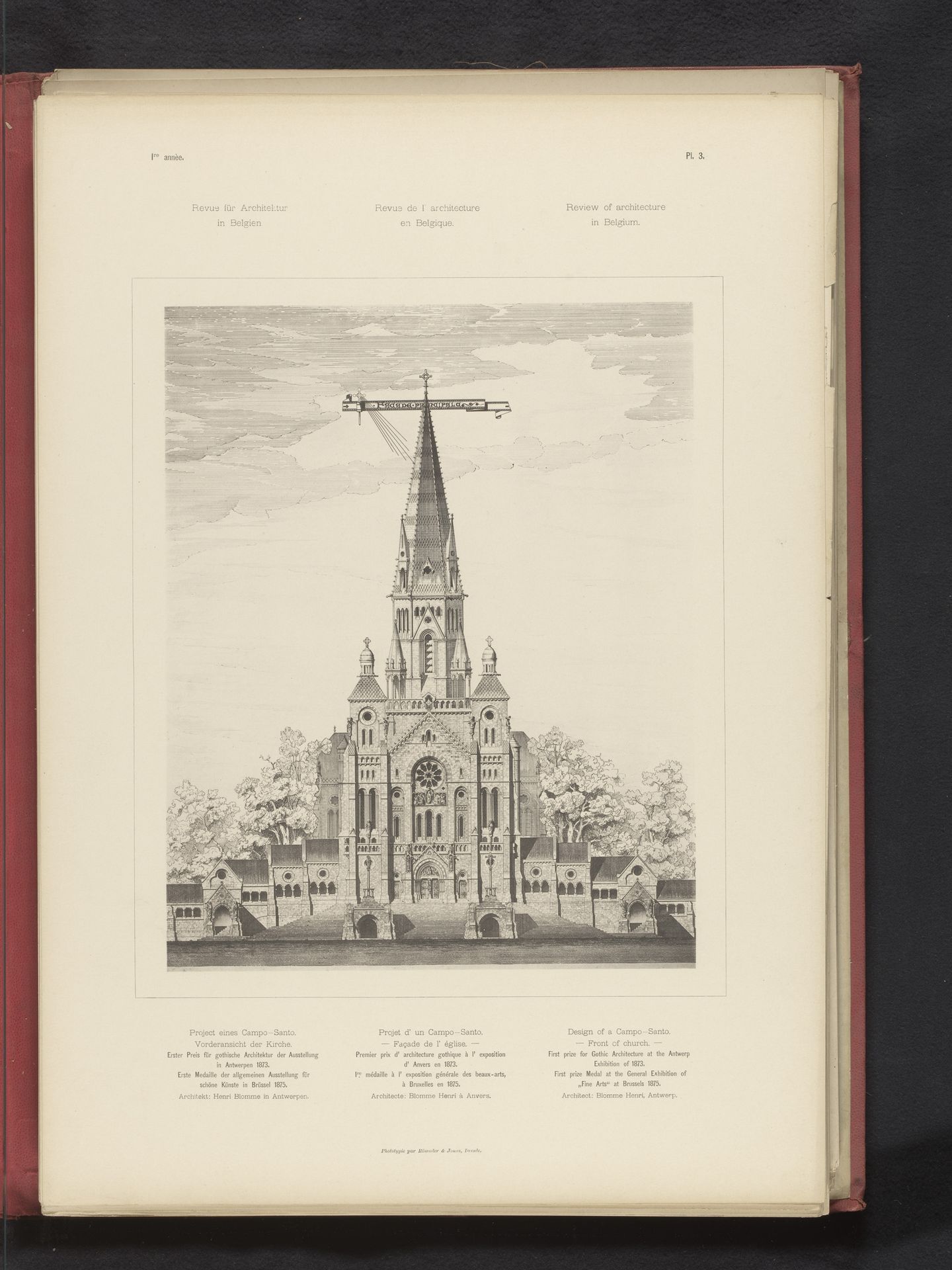 Reproductie van een ontwerp van een Campo Santo door Henri Blomme by Römmler & Jonas