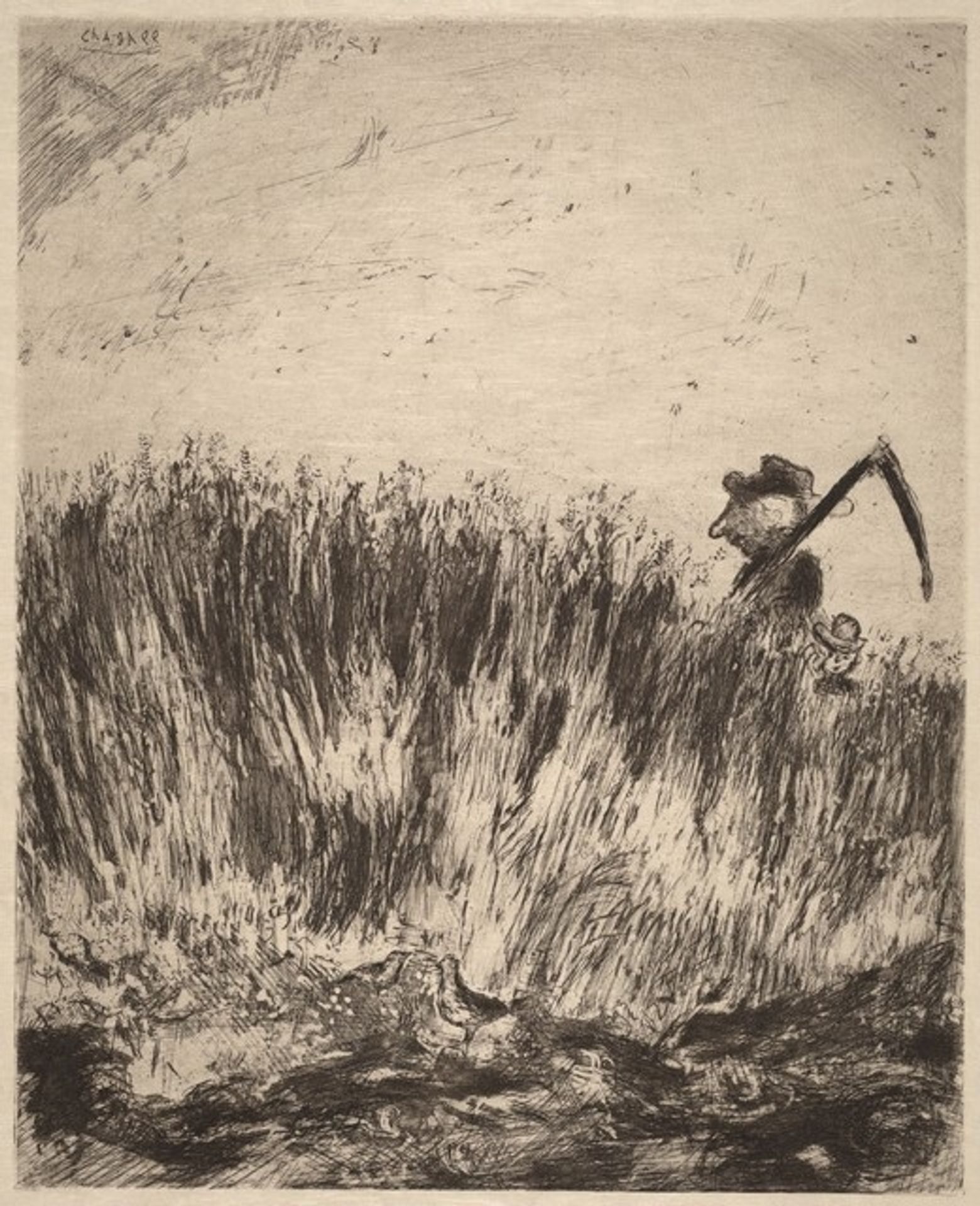 The Lark and Her Little Ones with the Owner of a Field by Marc Chagall