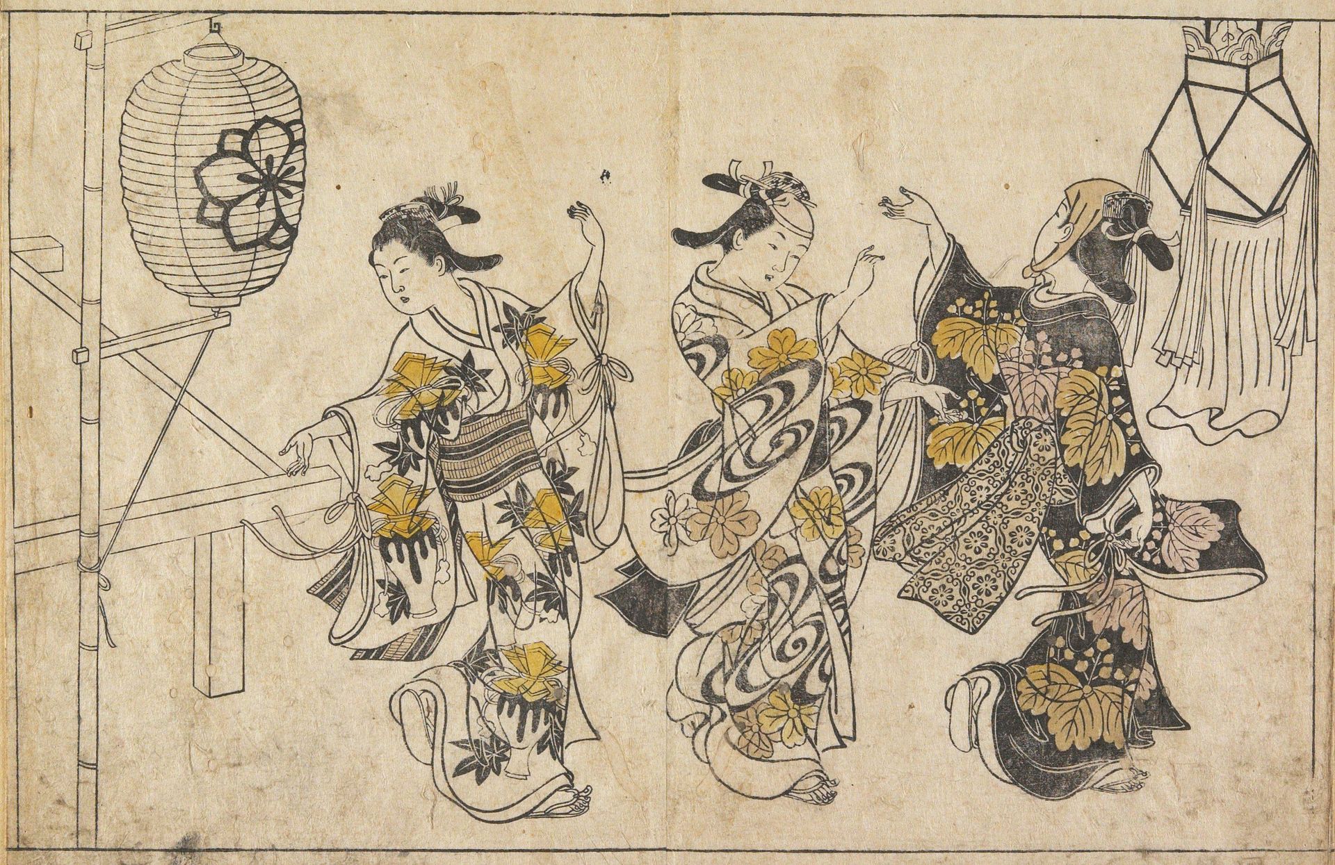 (Three Women Dancing) by Nishikawa Sukenobu 西川祐信