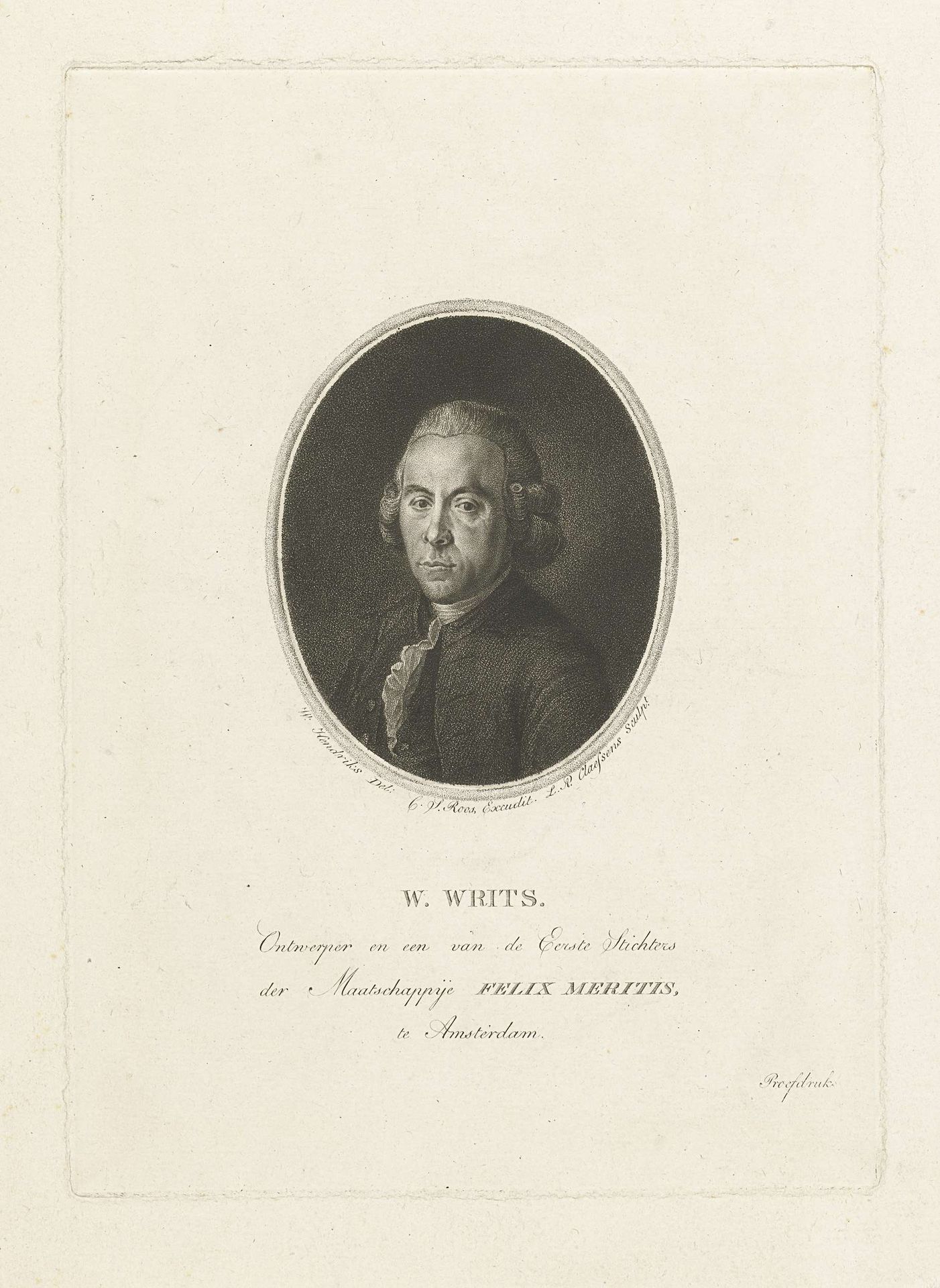 Portret van Willem Writs by Lambertus Antonius Claessens