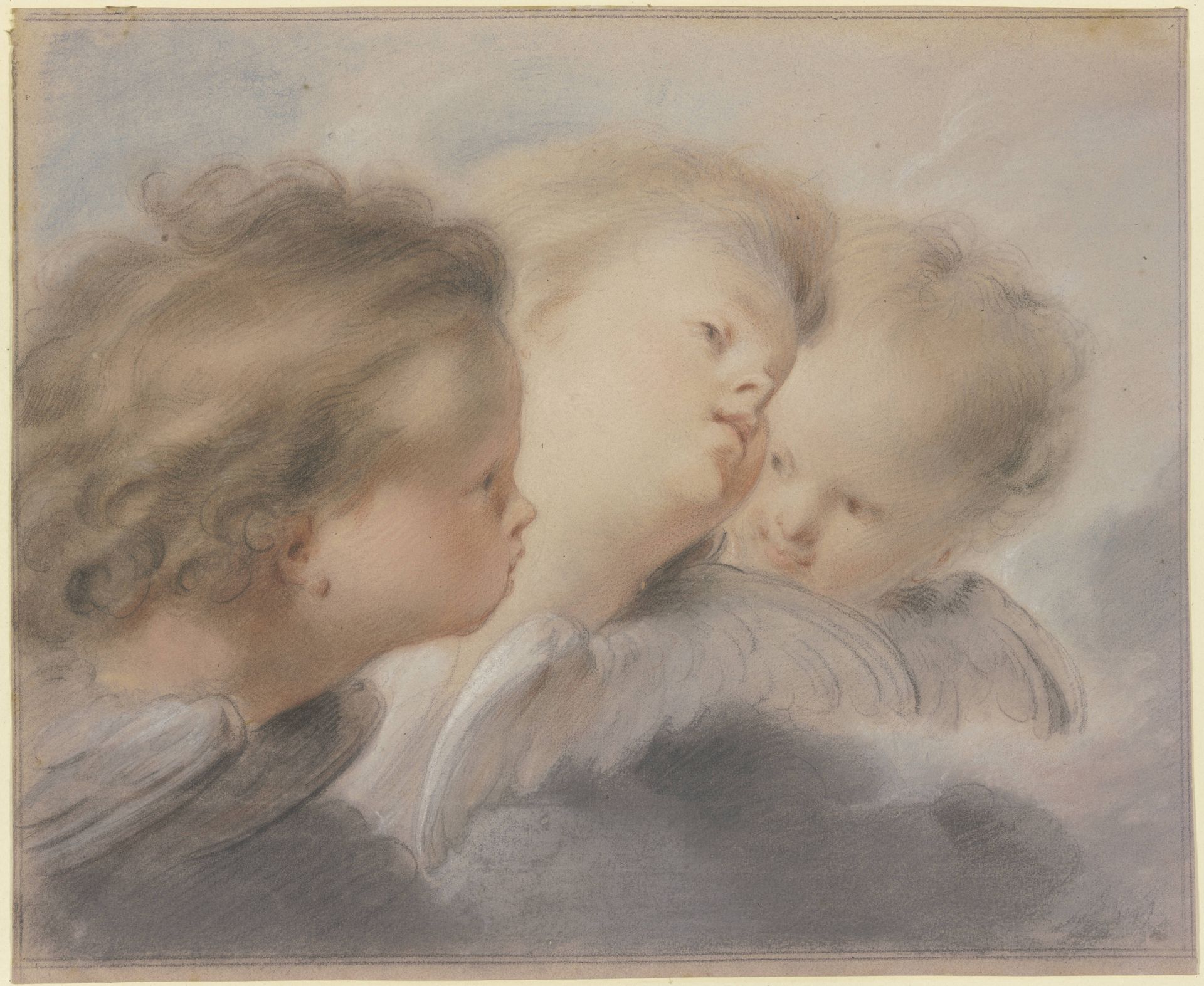Three angel heads by Jacob de Wit
