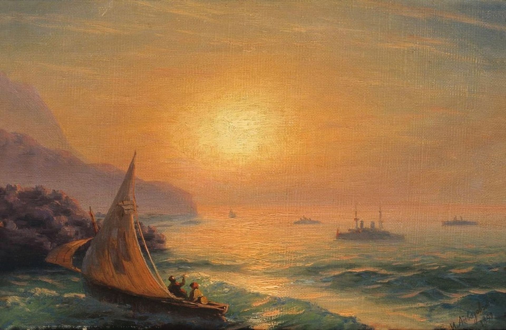 Sunset at Sea by Ivan Konstantinovich Aivazovsky