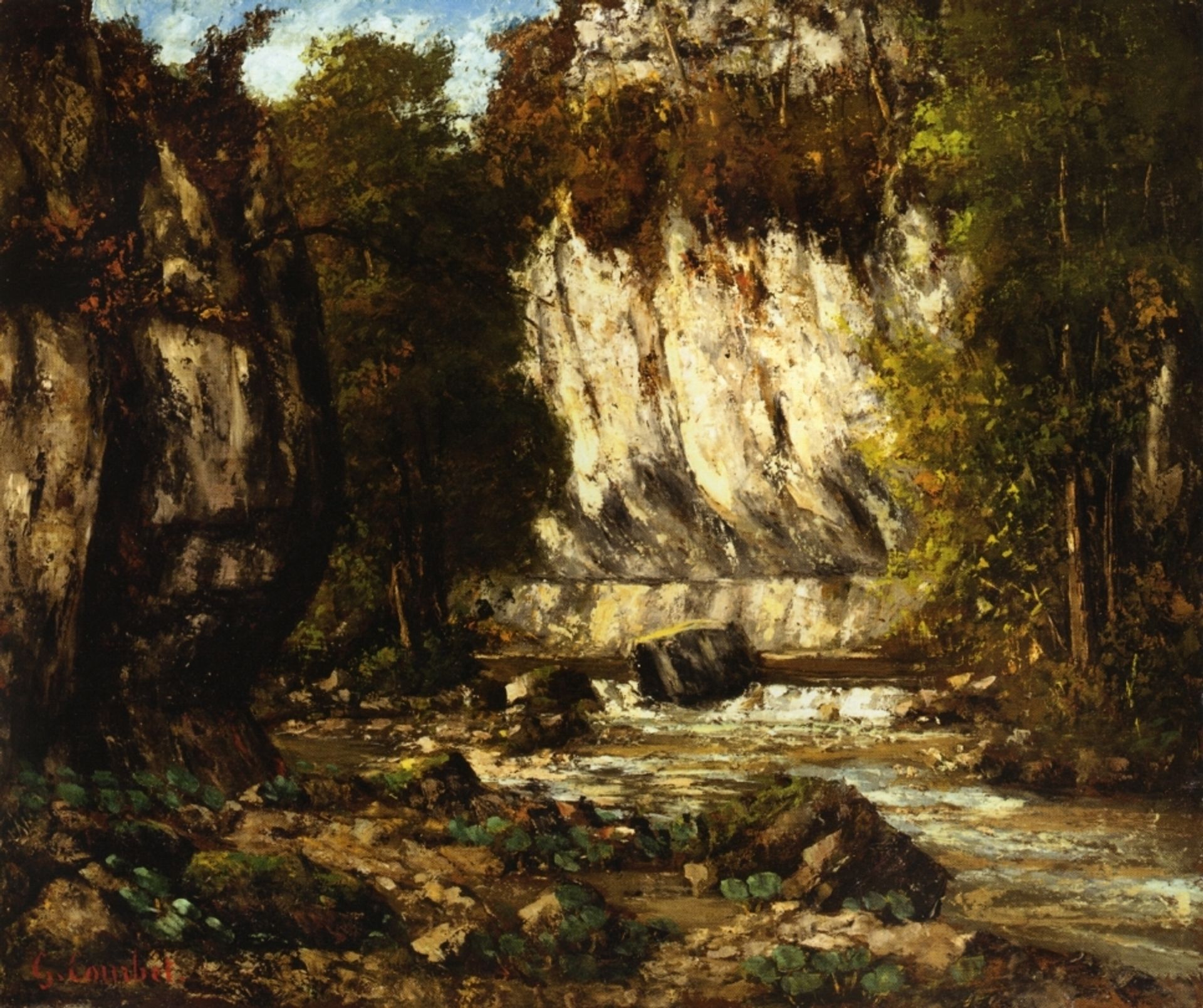 River and Cliff by Gustave Courbet