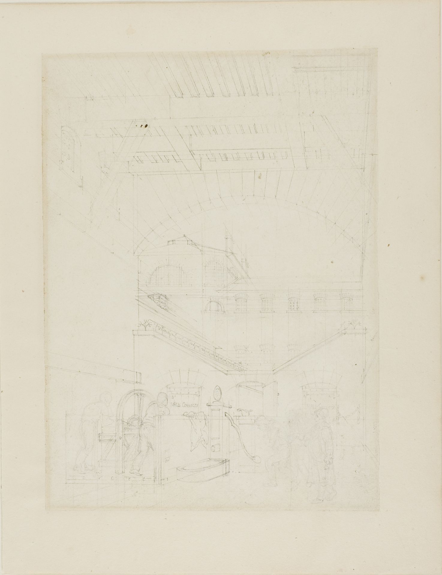 Study for Water Engine, Cold-Bath, Field's Prison, from Microcosm of London by Augustus Charles Pugin