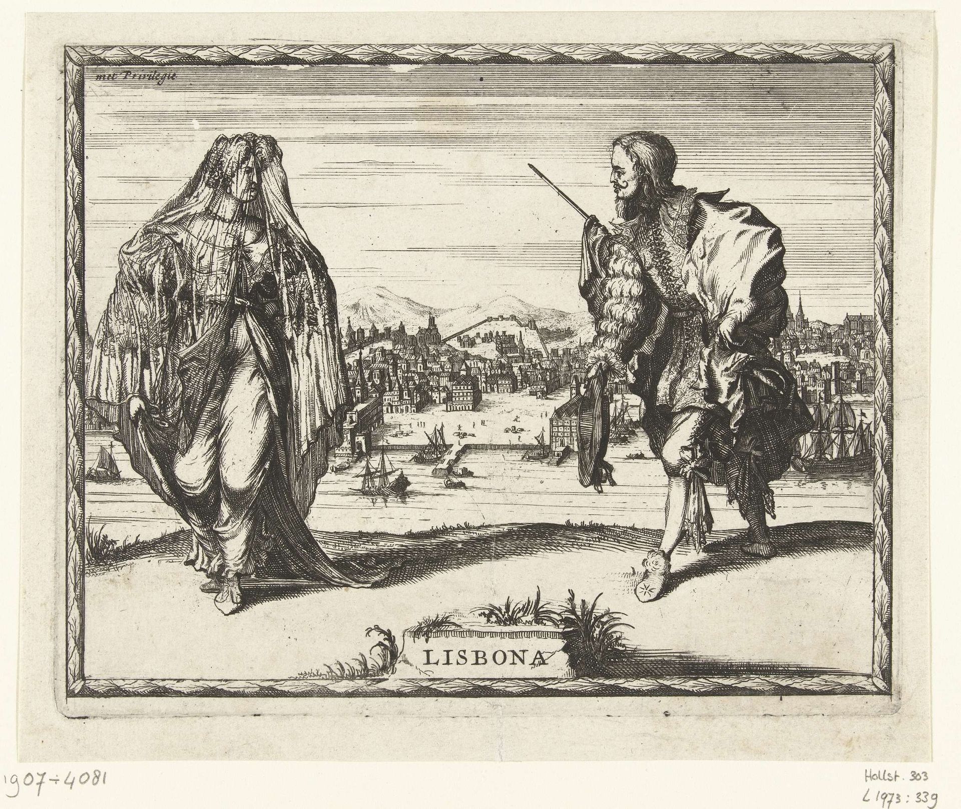 Gezicht op Lissabon by Romeyn de Hooghe