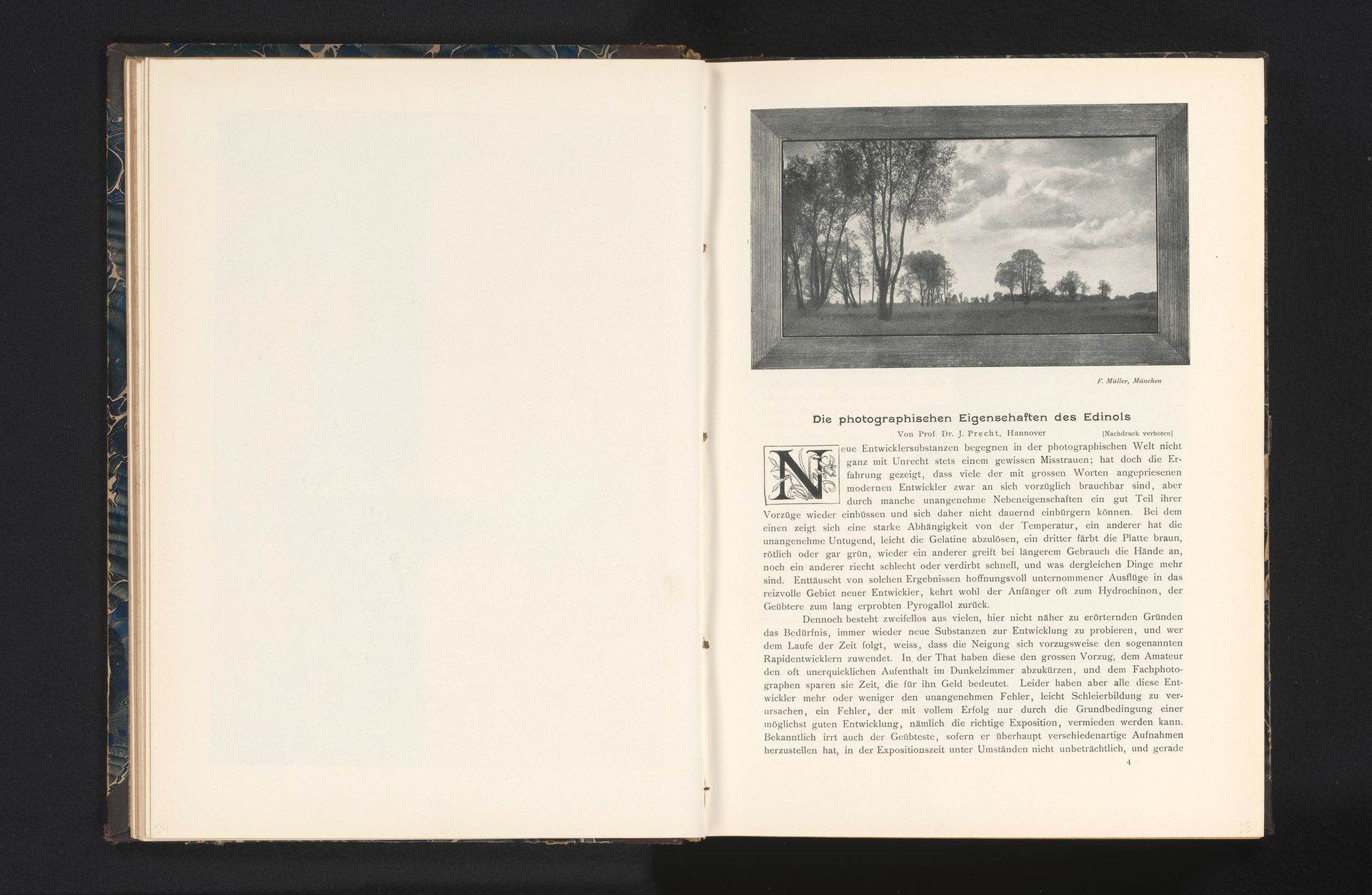 Ingelijst gezicht op een landschap met bomen by F. Müller