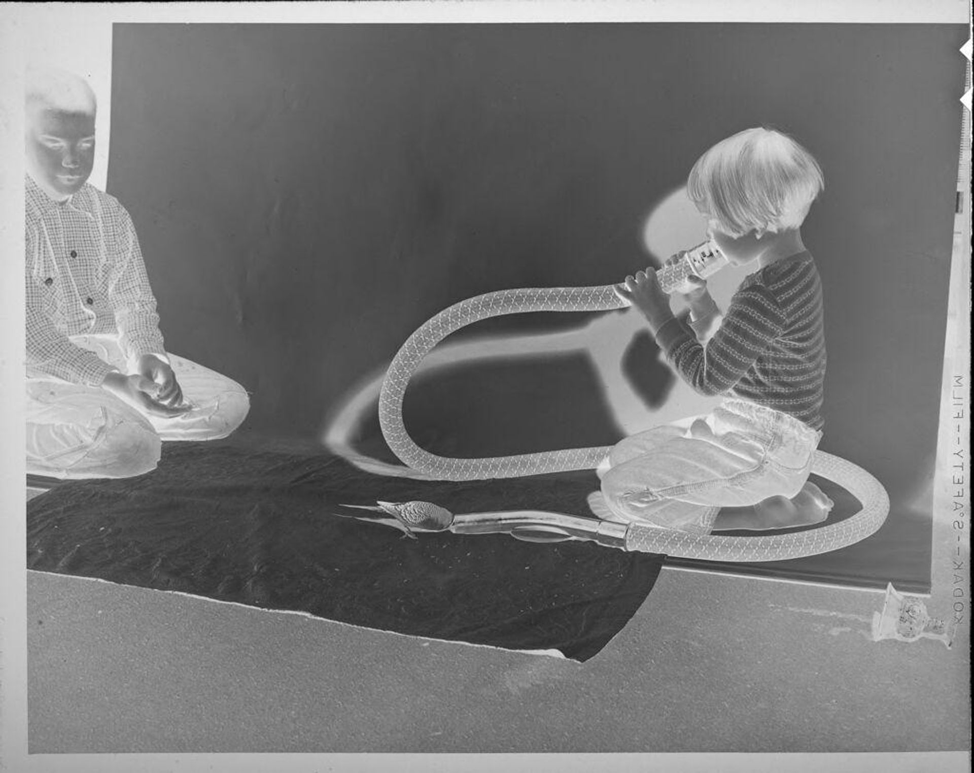 Untitled (girl with hose and bird) by Lucian and Mary Brown