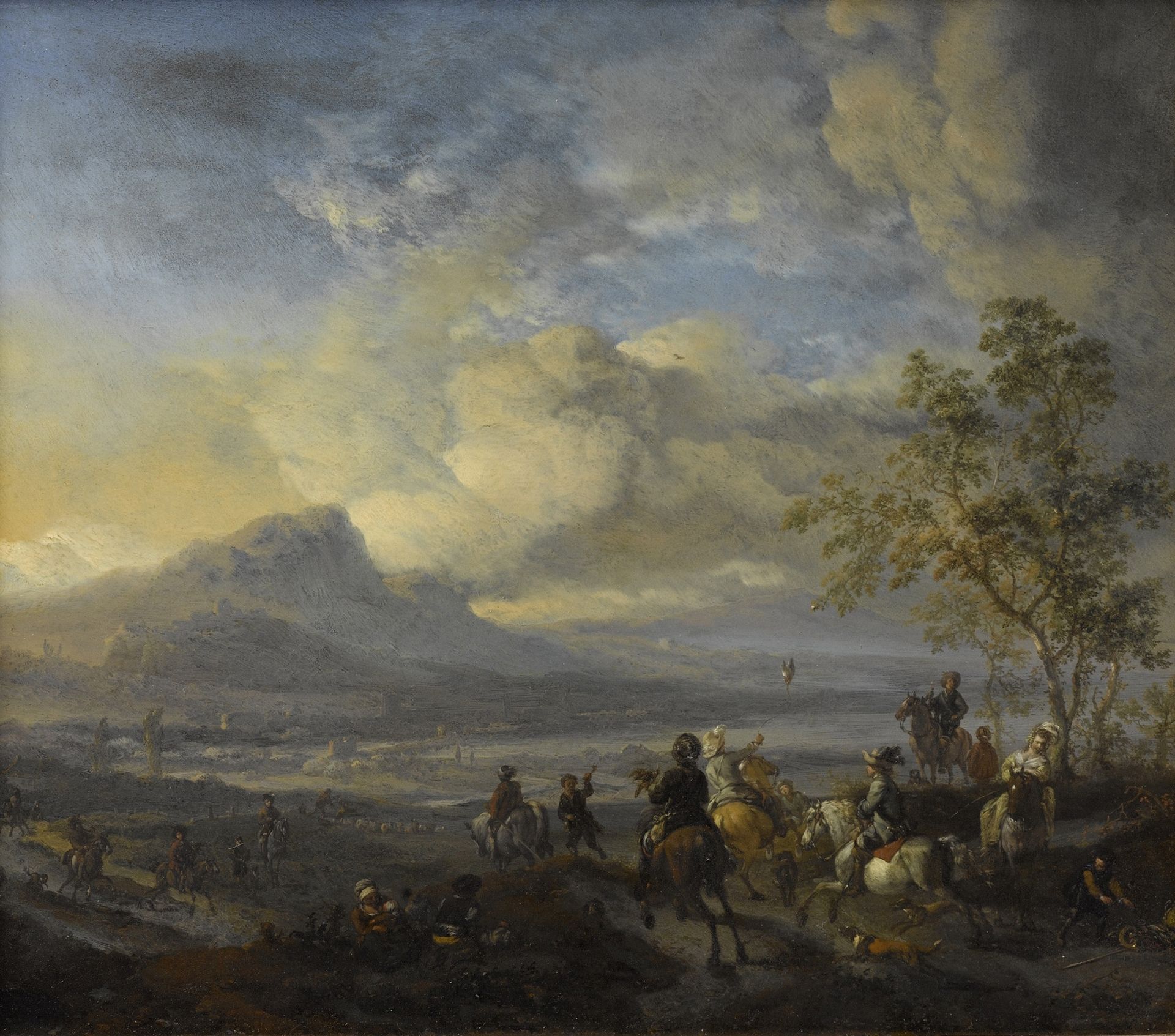 The Falcon Hunt by Philips Wouwerman