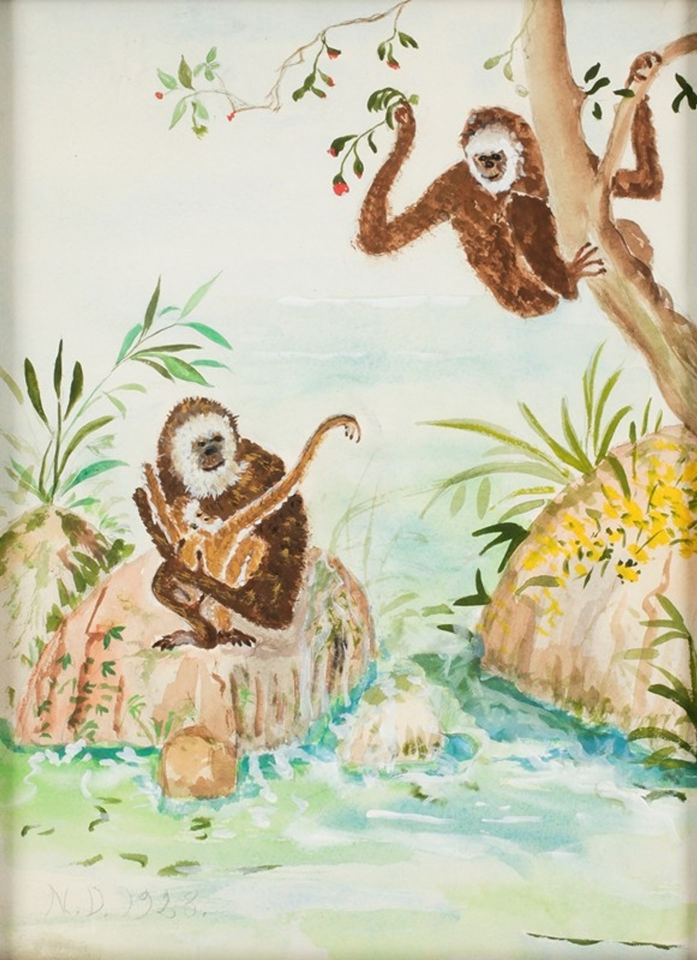 Lekande apor by Nils Dardel