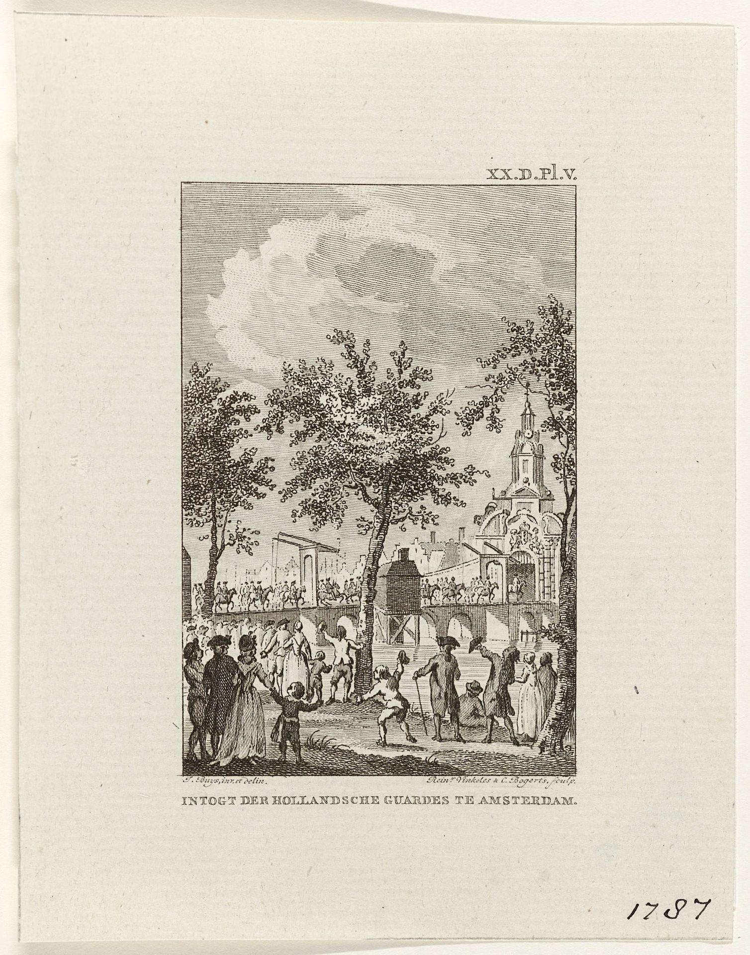 Intocht van de Hollandse Gardes te Amsterdam, 1787 by Reinier Vinkeles