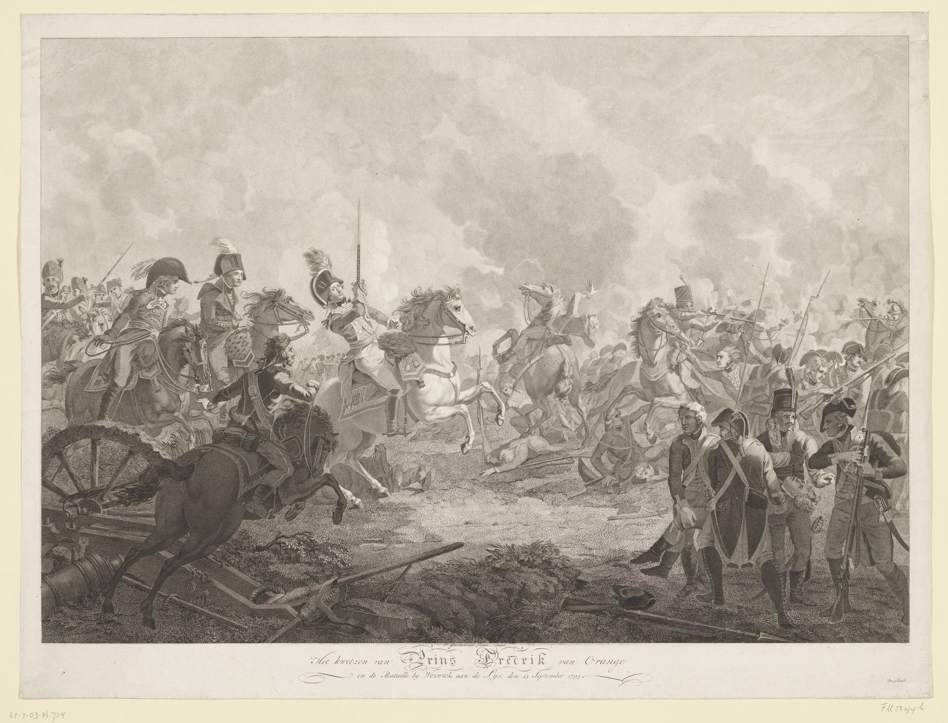 Prins Frederik raakt gewond bij Wervik, 1793 by Christian Forssell