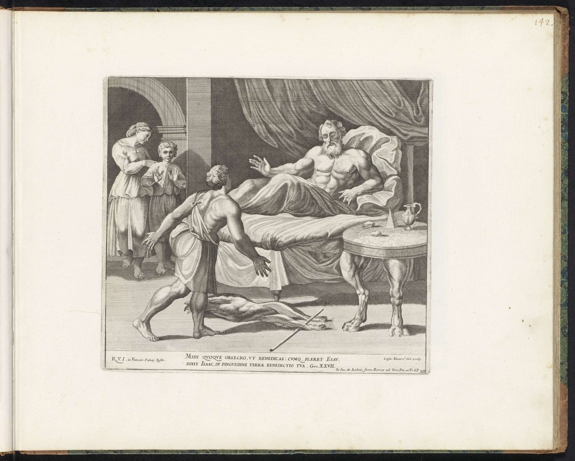 Isaak belooft Esau een tweede zegening by Cesare Fantetti