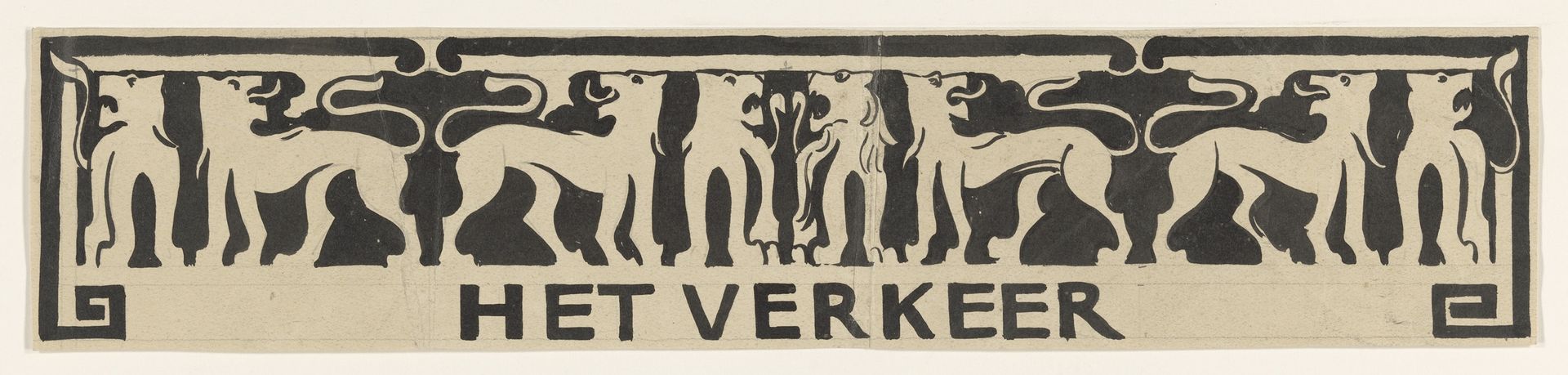 Ontwerp voor vignet in het gedenkboek voor koningin Wilhelmina uit 1923: Het Verkeer by Carel Adolph Lion Cachet