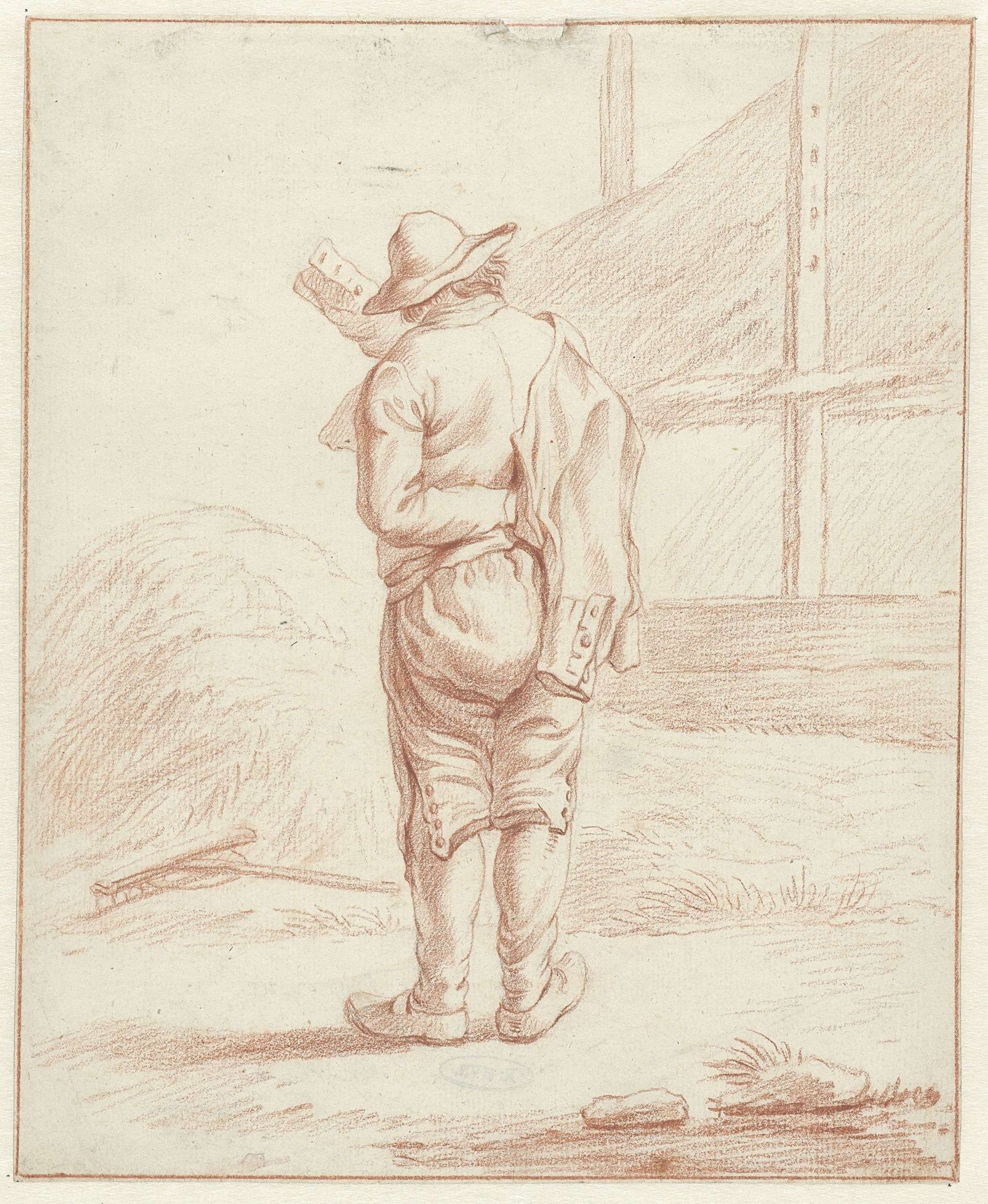 Staande boer, van achteren by Anonymous