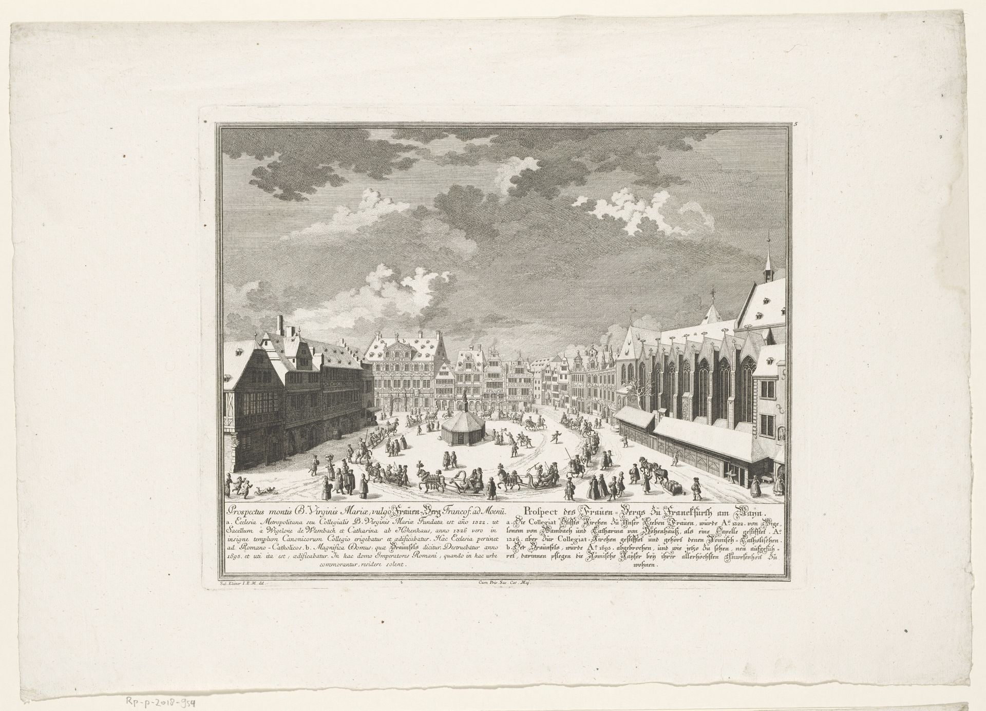 Gezicht op de Liebfrauenberg, te Frankfurt am Main by Georg Daniel Heumann