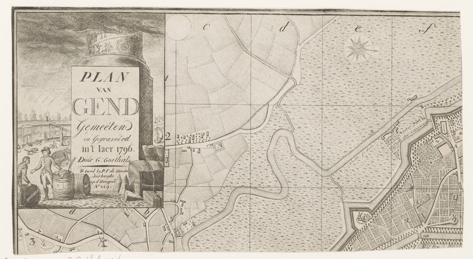 Fragment van een plattegrond van Gent by Georges Goethals