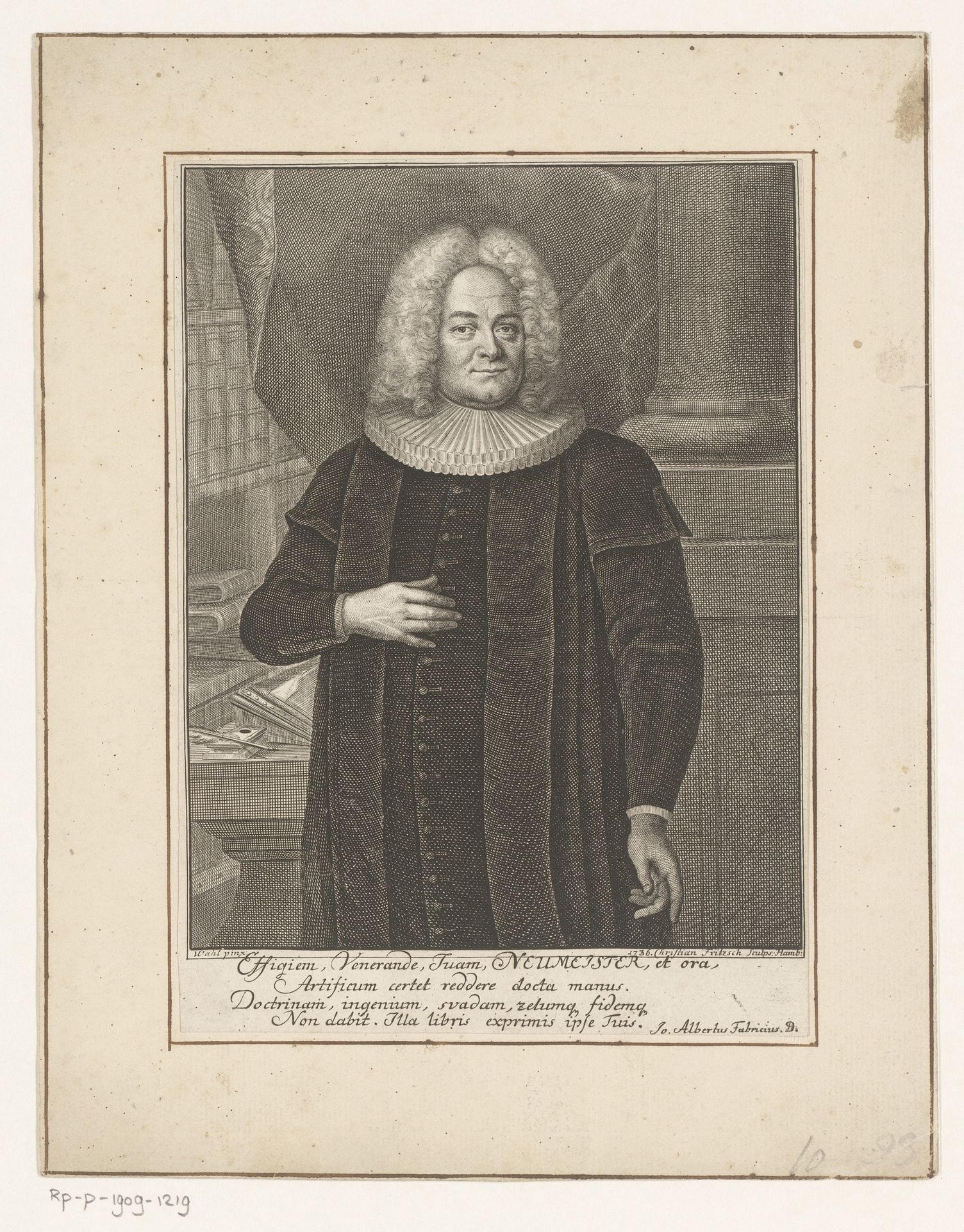 Portret van Erdmann Neumeister by Christian Fritzsch
