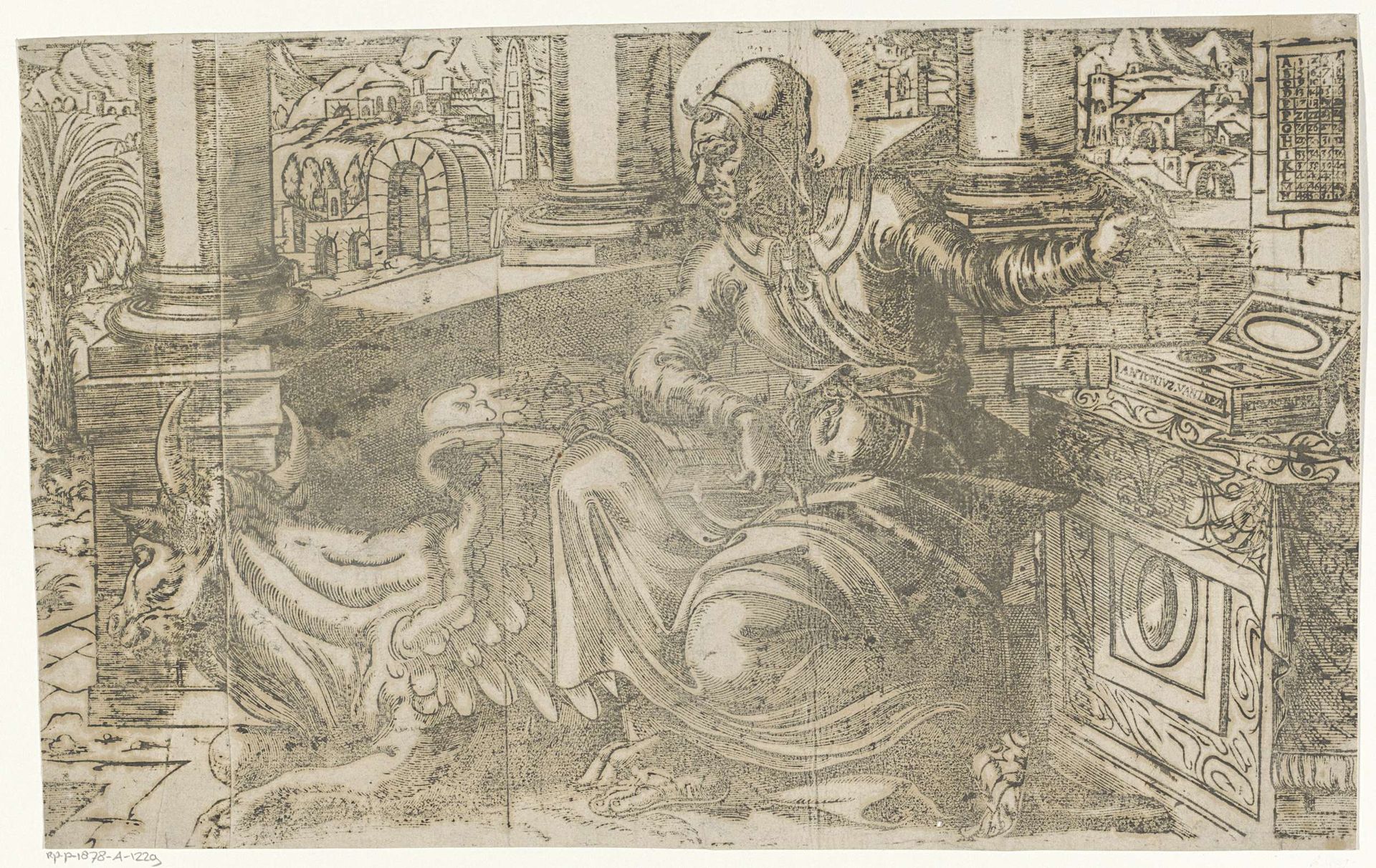 Lucas de evangelist schrijft zijn evangelie by Antoni van Leest