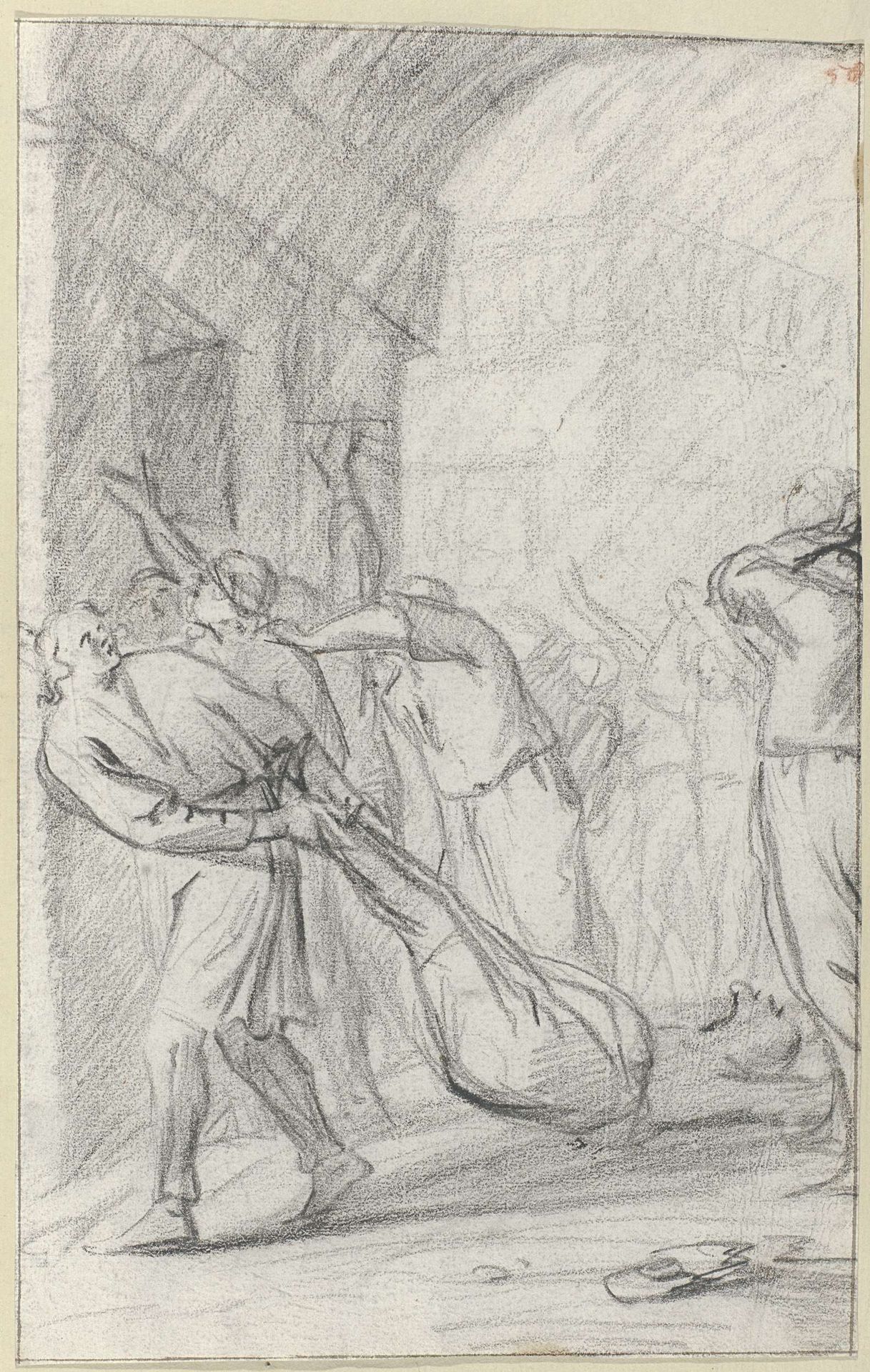 Paulus wordt buiten de muren van de stad gesleept by Pieter Fransz. de Grebber