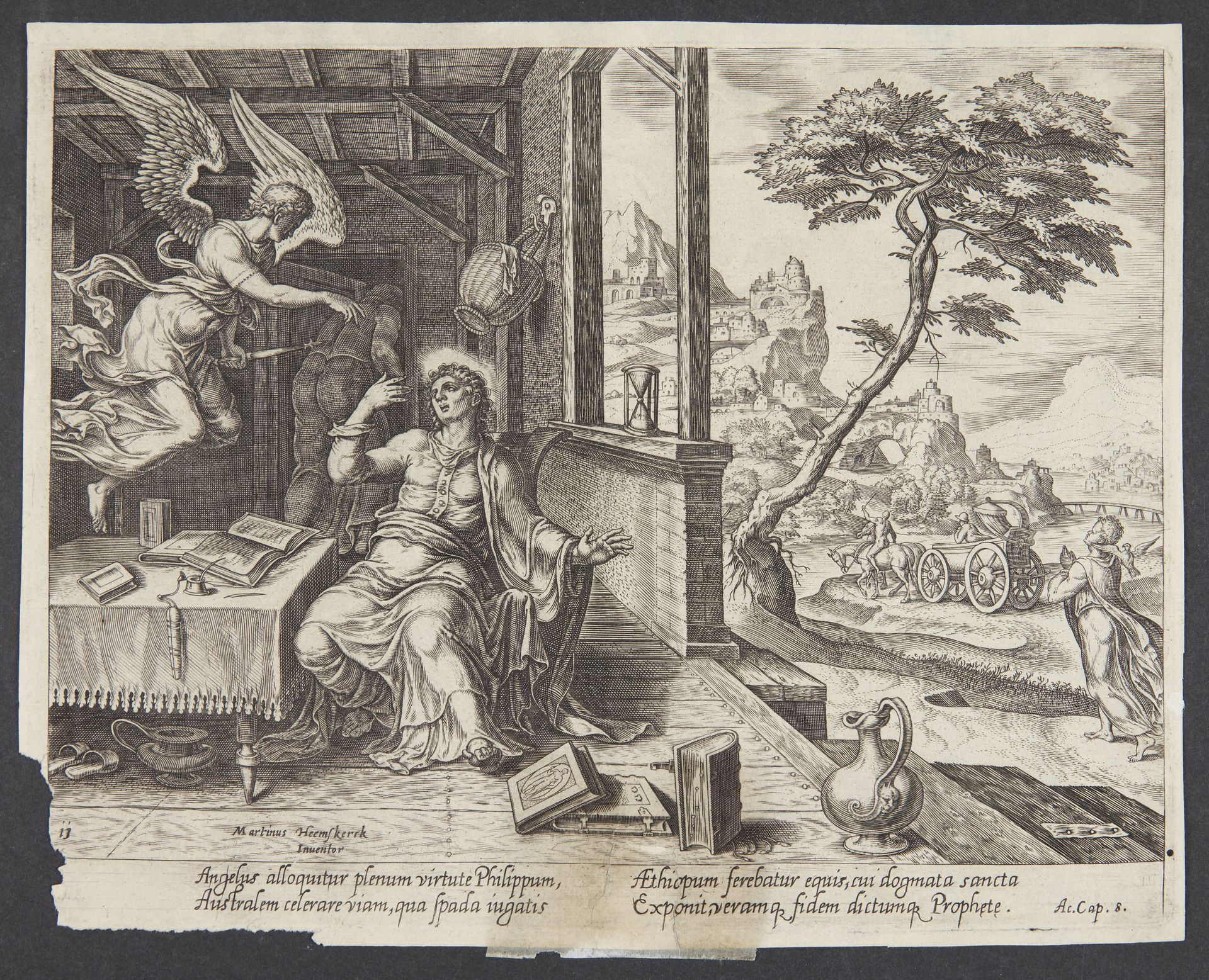 The angel appearing to St. Philip by Philips Galle