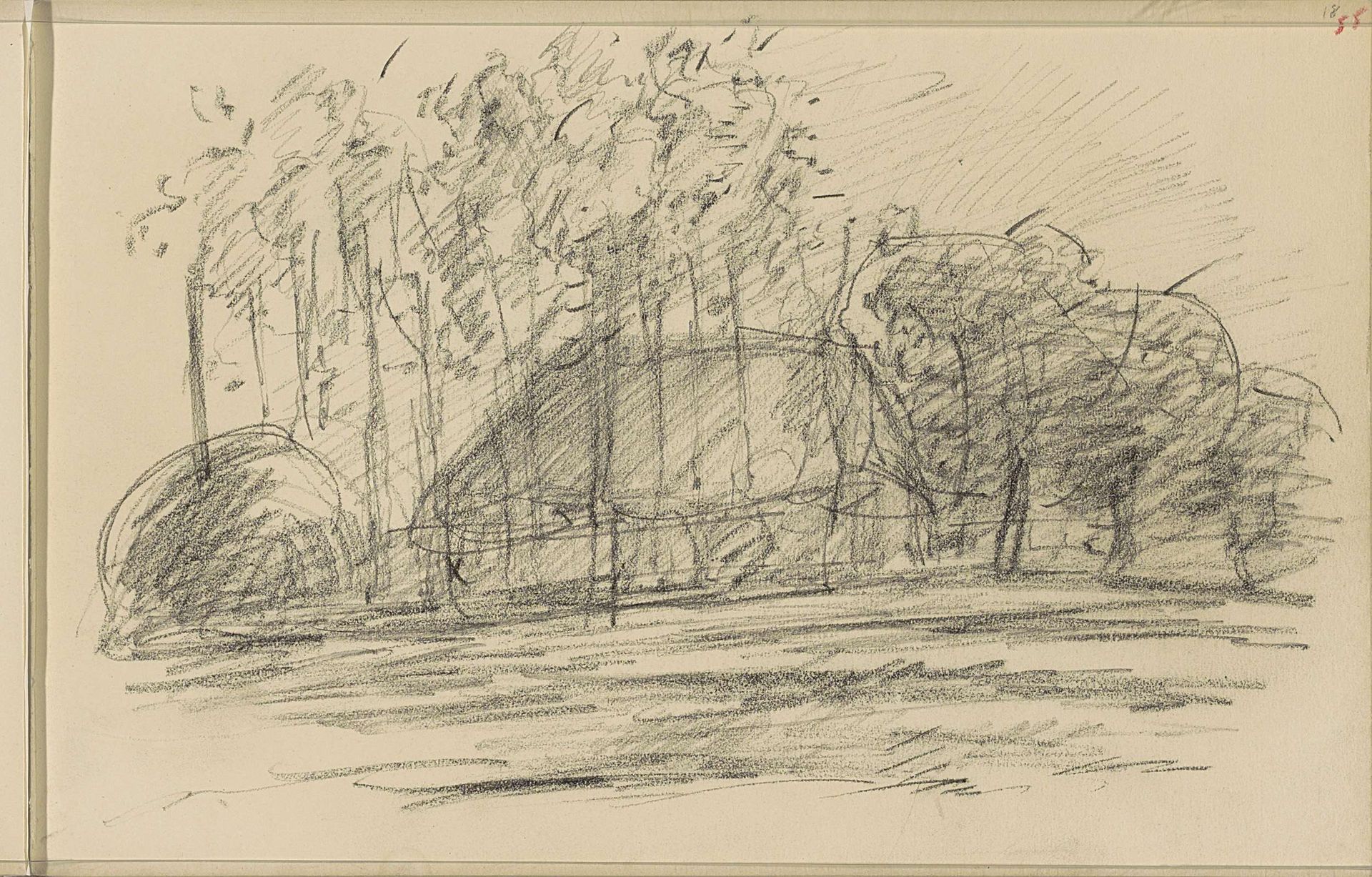 Schuur en een hooibaal in een weiland by Jozef Israëls