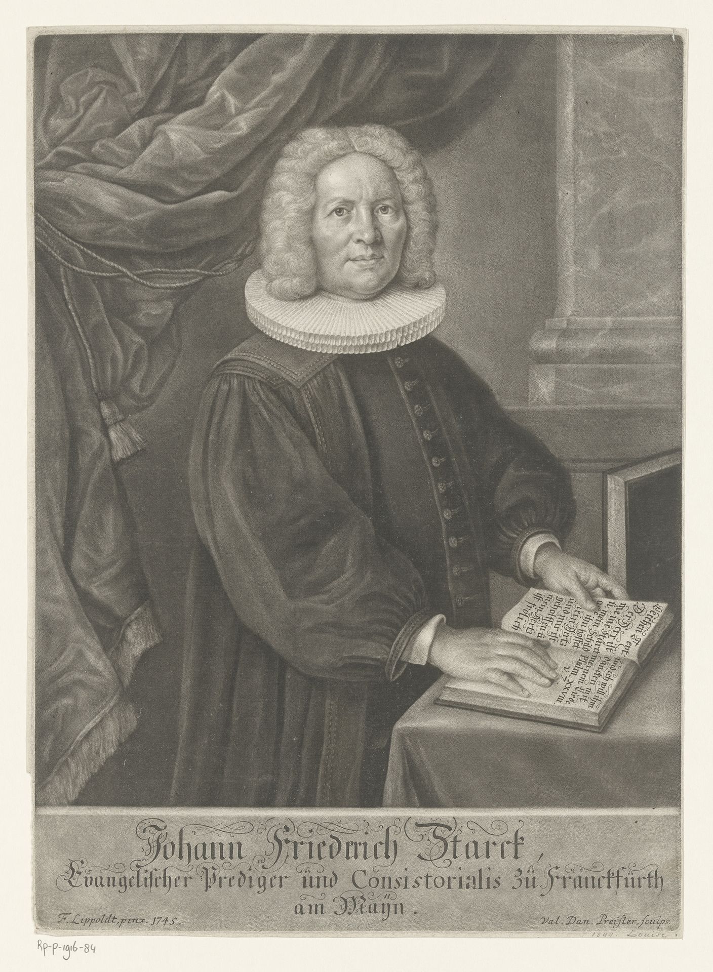 Portret van Johann Friedrich Starck by Valentin Daniel Preissler