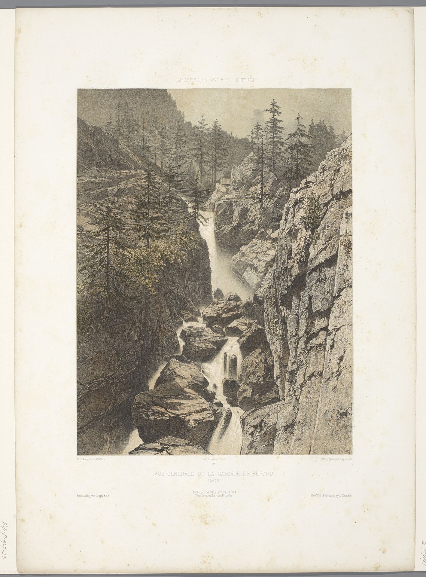 Zicht op de Bérard-waterval by Eugène Cicéri
